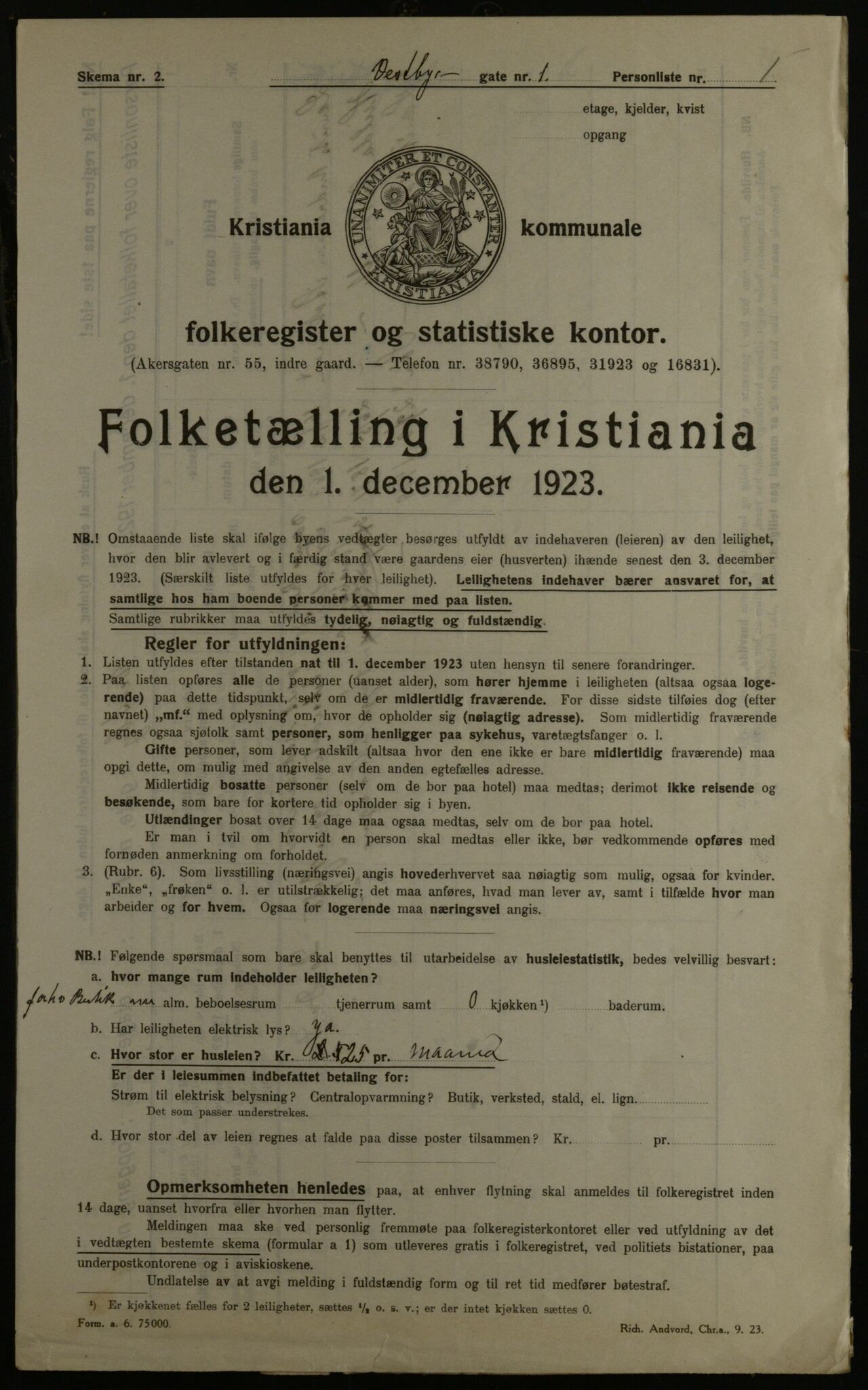 OBA, Municipal Census 1923 for Kristiania, 1923, p. 109896