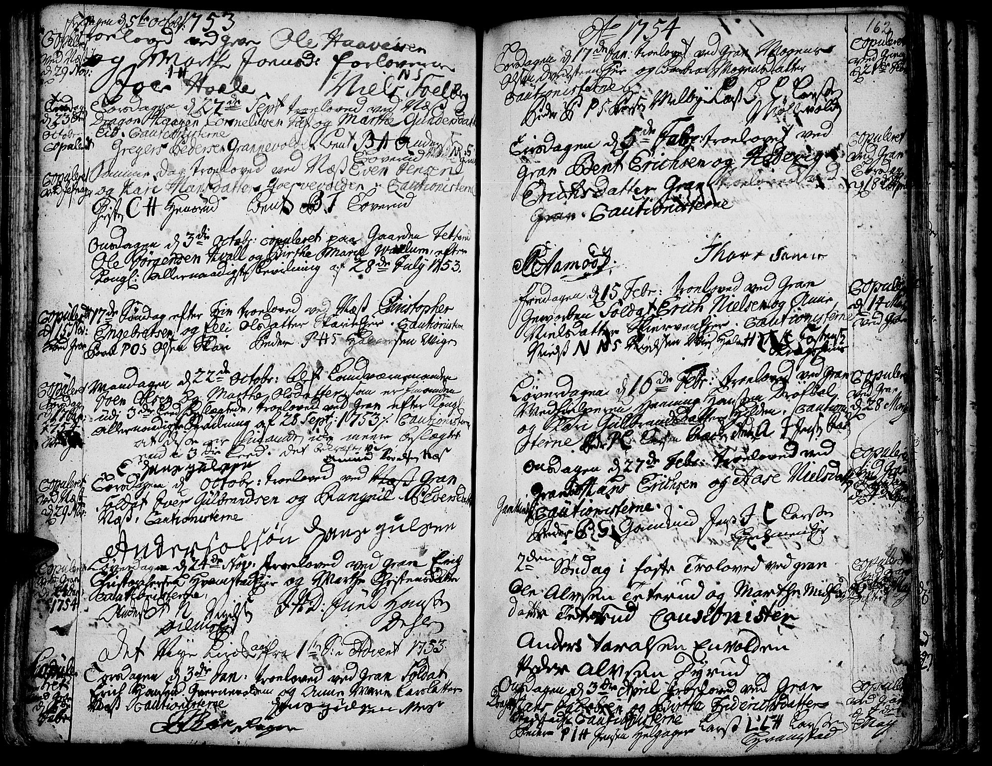 Gran prestekontor, SAH/PREST-112/H/Ha/Haa/L0003: Parish register (official) no. 3, 1745-1758, p. 162