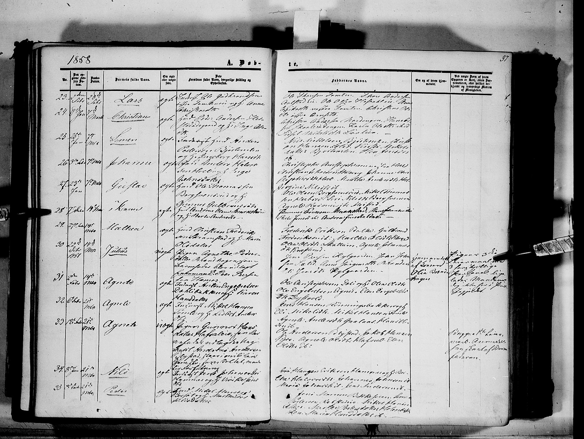 Vang prestekontor, Hedmark, SAH/PREST-008/H/Ha/Haa/L0012: Parish register (official) no. 12, 1855-1870, p. 37