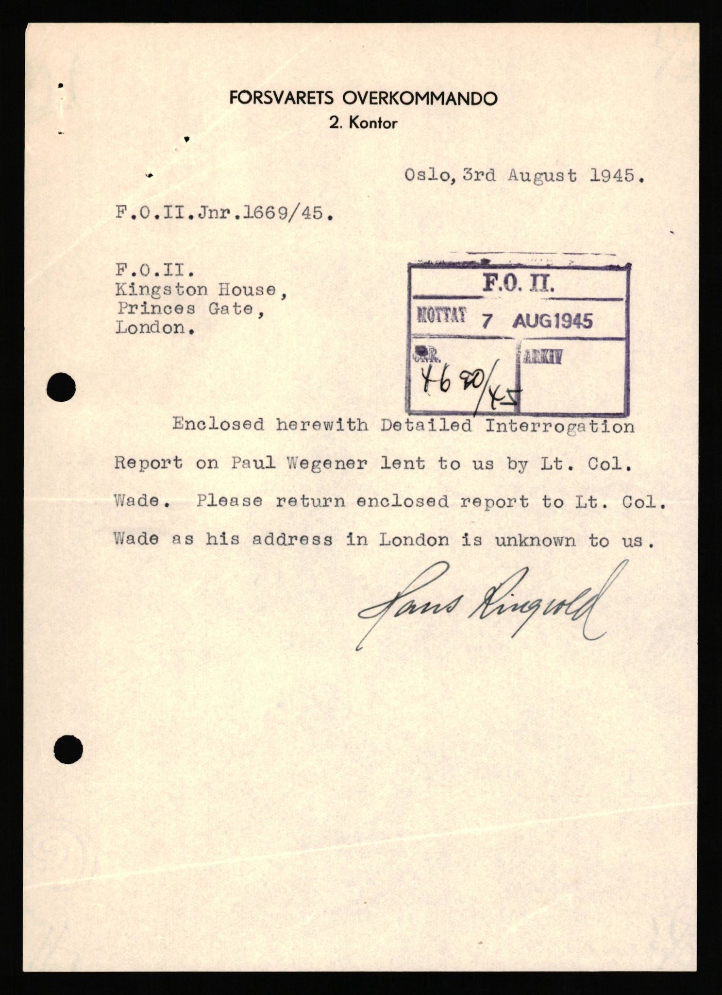 Forsvaret, Forsvarets overkommando II, AV/RA-RAFA-3915/D/Db/L0035: CI Questionaires. Tyske okkupasjonsstyrker i Norge. Tyskere., 1945-1946, p. 89