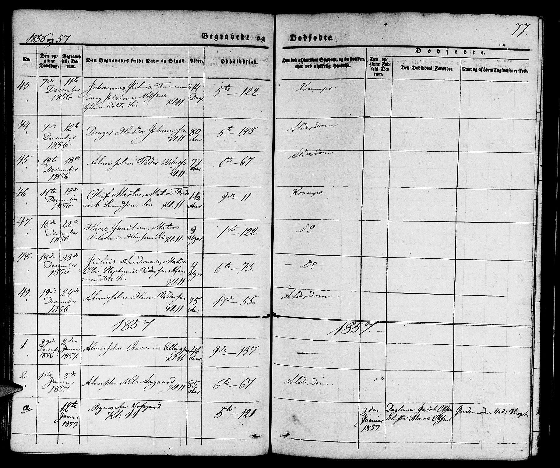 Nykirken Sokneprestembete, SAB/A-77101/H/Hab: Parish register (copy) no. E 1, 1840-1866, p. 77