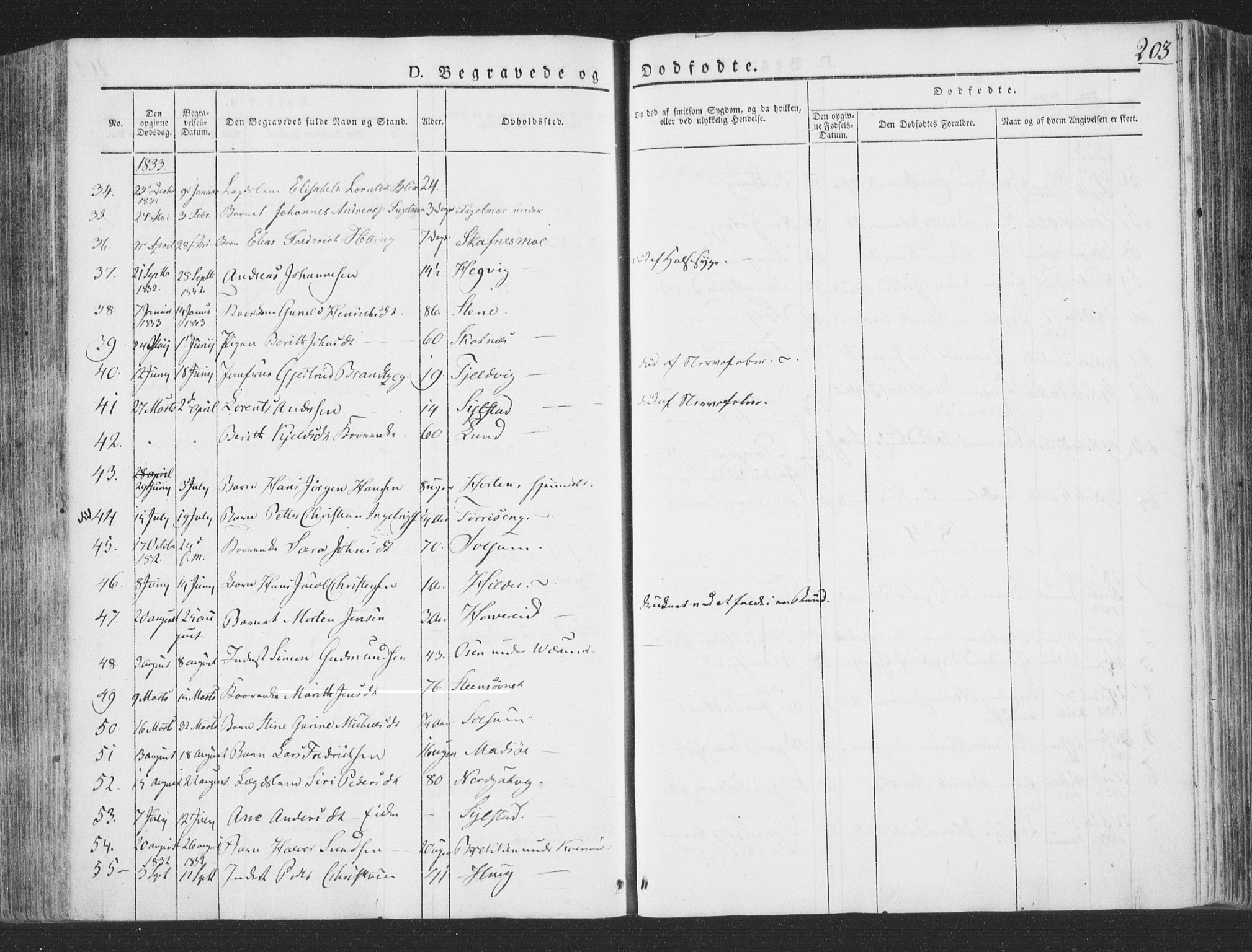 Ministerialprotokoller, klokkerbøker og fødselsregistre - Nord-Trøndelag, SAT/A-1458/780/L0639: Parish register (official) no. 780A04, 1830-1844, p. 203