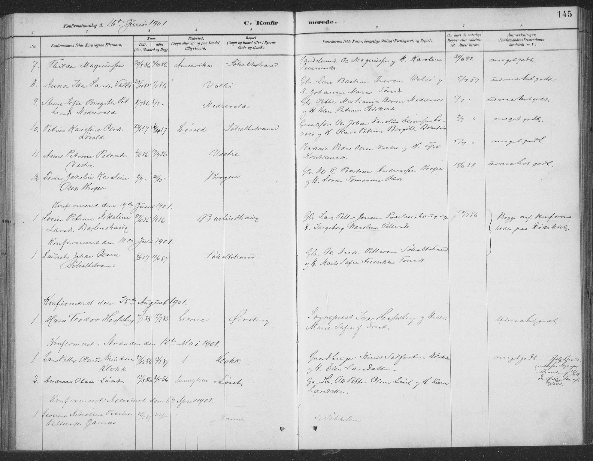 Ministerialprotokoller, klokkerbøker og fødselsregistre - Møre og Romsdal, SAT/A-1454/522/L0316: Parish register (official) no. 522A11, 1890-1911, p. 145