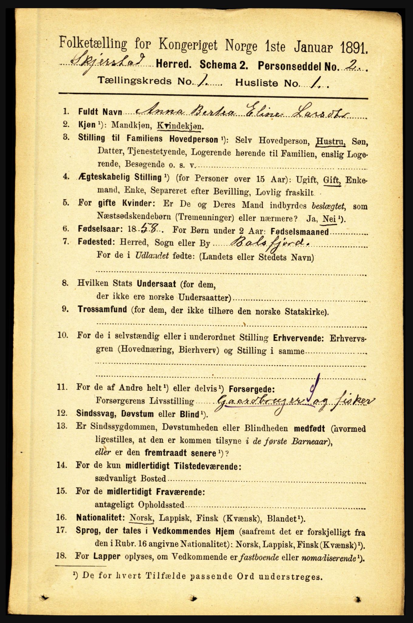 RA, 1891 census for 1842 Skjerstad, 1891, p. 71