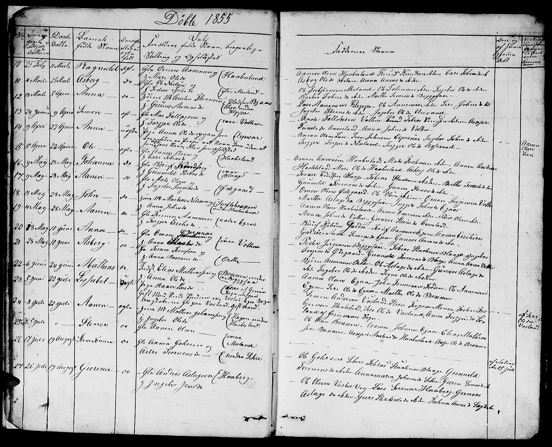 Hægebostad sokneprestkontor, SAK/1111-0024/F/Fb/Fbb/L0002: Parish register (copy) no. B 2, 1851-1886, p. 11