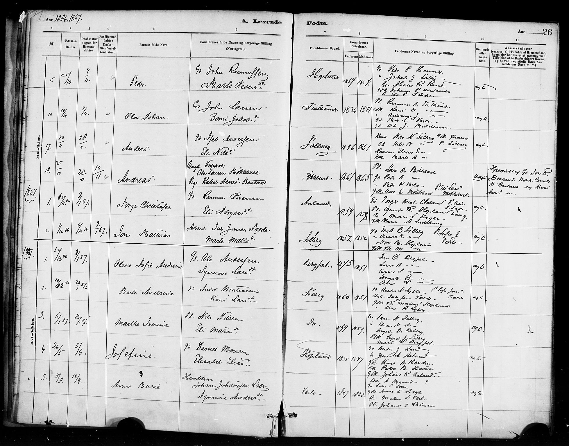 Innvik sokneprestembete, AV/SAB-A-80501: Parish register (official) no. D 1, 1879-1900, p. 26