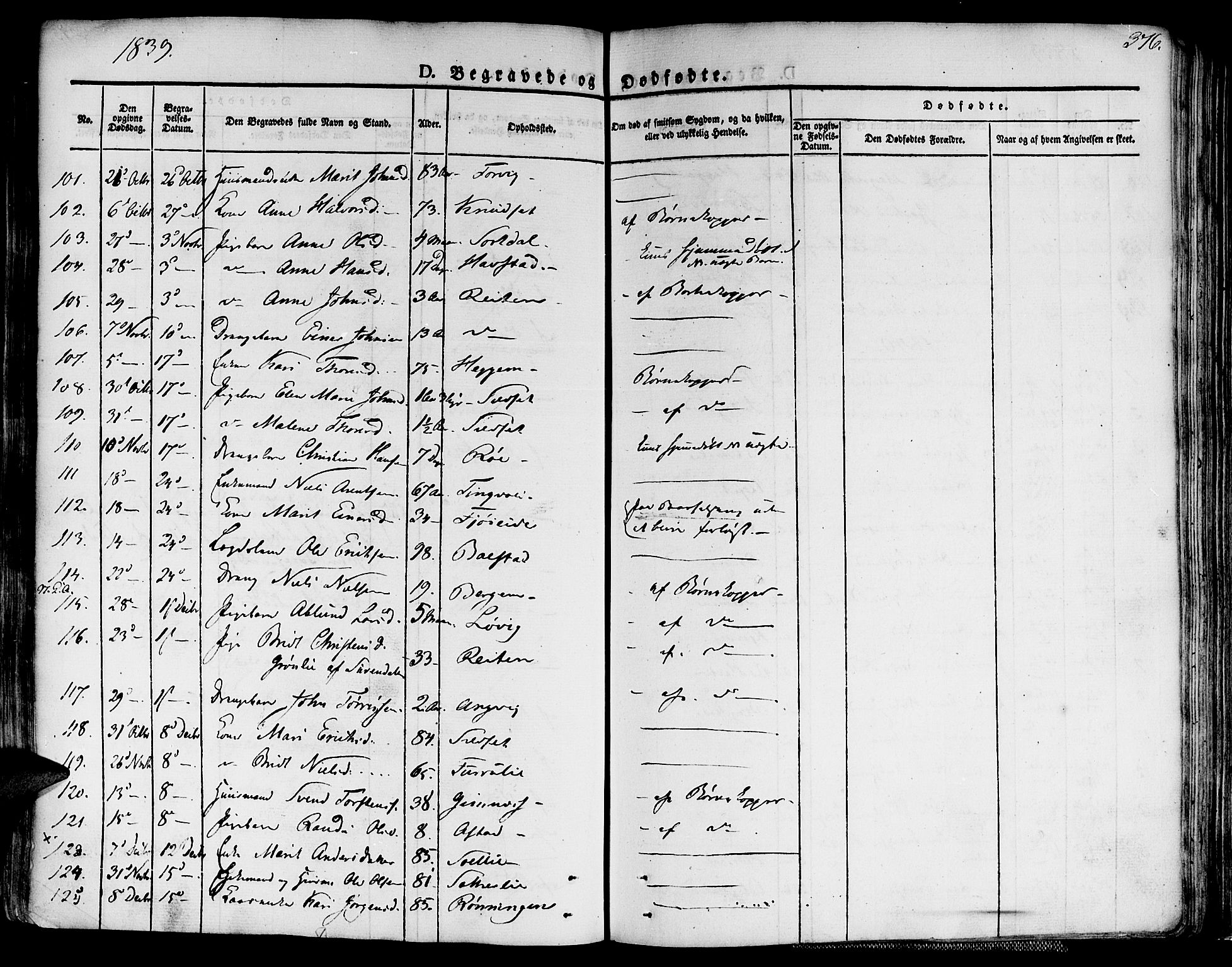 Ministerialprotokoller, klokkerbøker og fødselsregistre - Møre og Romsdal, SAT/A-1454/586/L0983: Parish register (official) no. 586A09, 1829-1843, p. 376