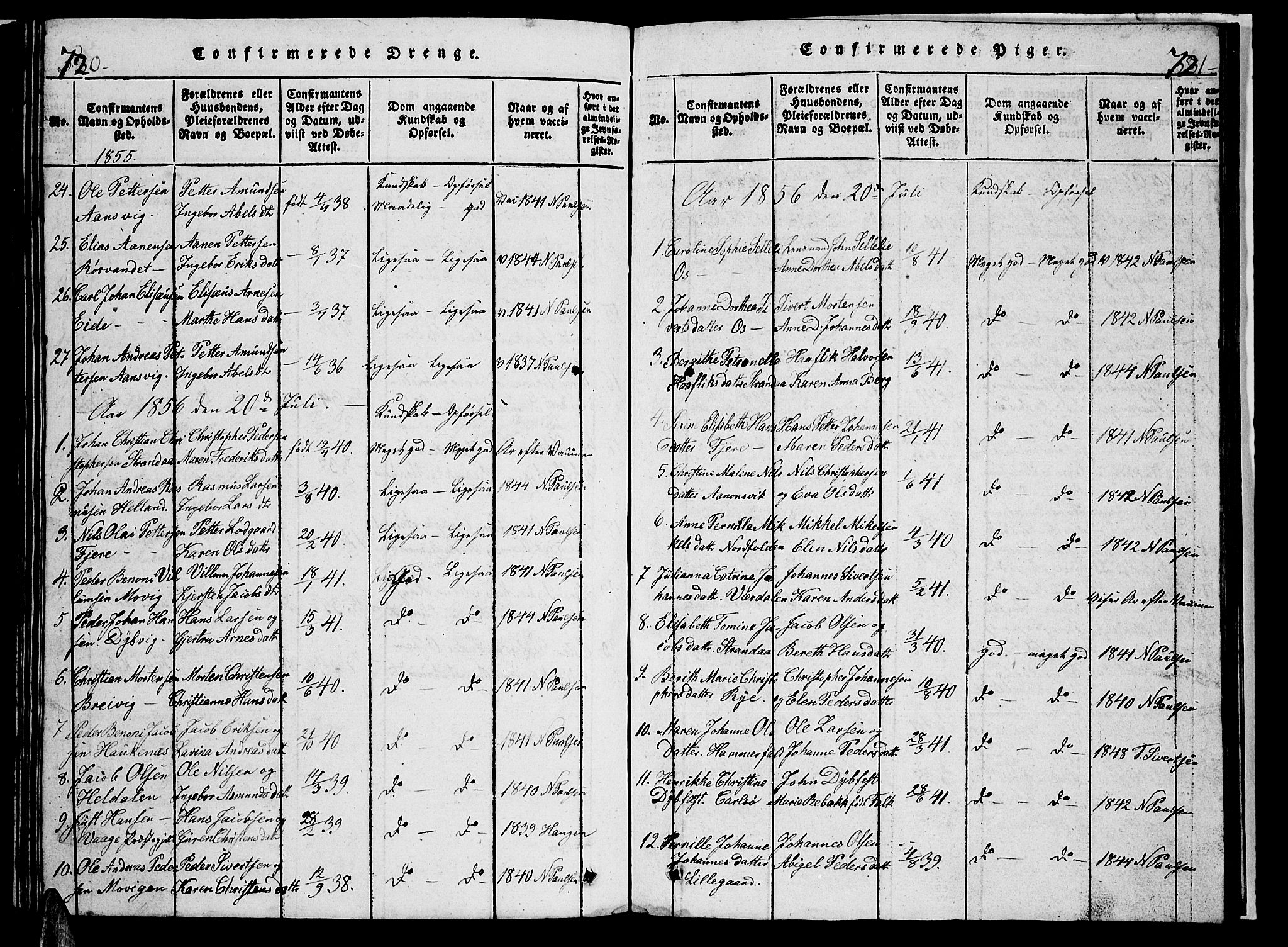 Ministerialprotokoller, klokkerbøker og fødselsregistre - Nordland, AV/SAT-A-1459/853/L0773: Parish register (copy) no. 853C01, 1821-1859, p. 720-721