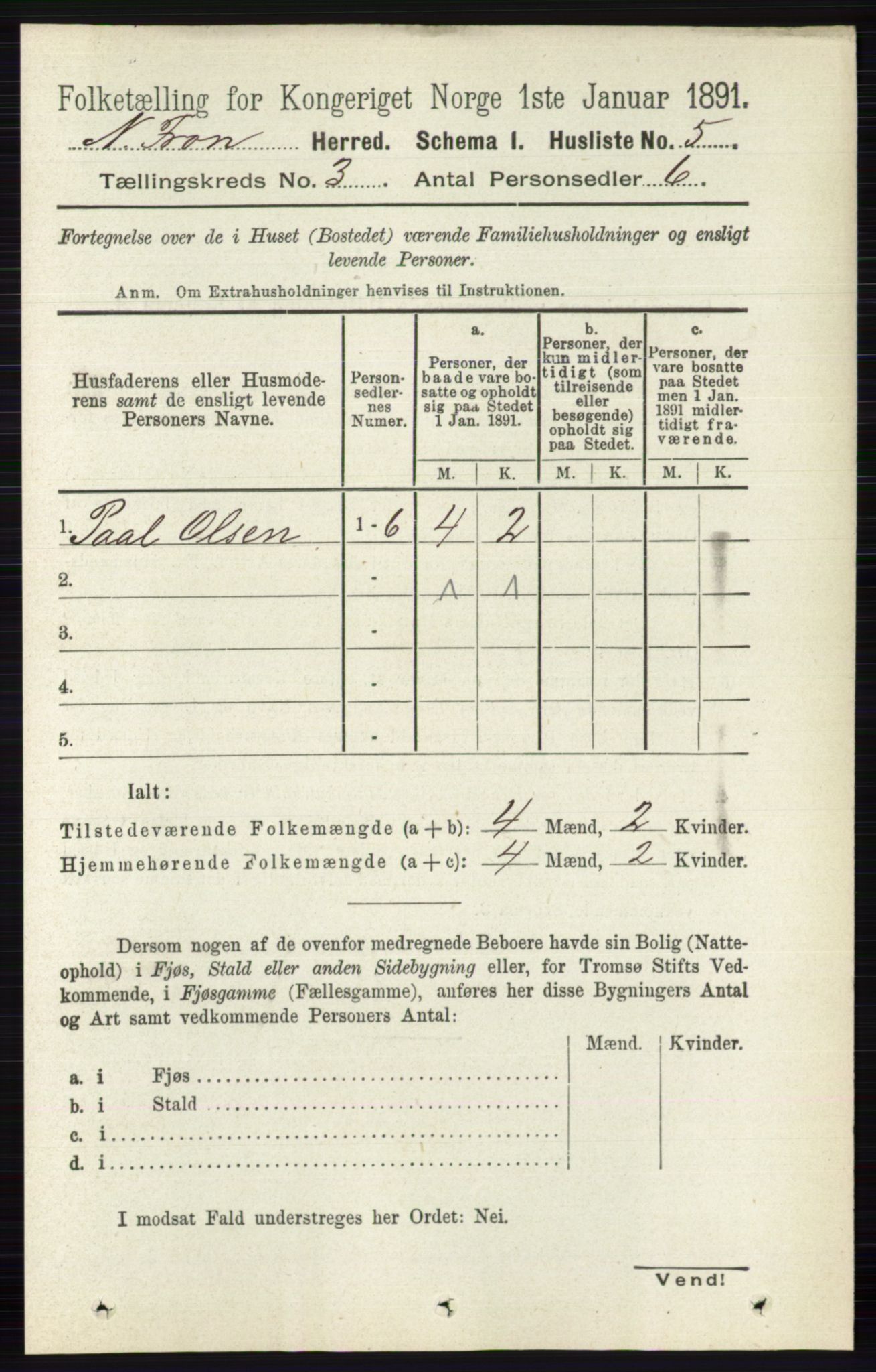 RA, 1891 census for 0518 Nord-Fron, 1891, p. 761