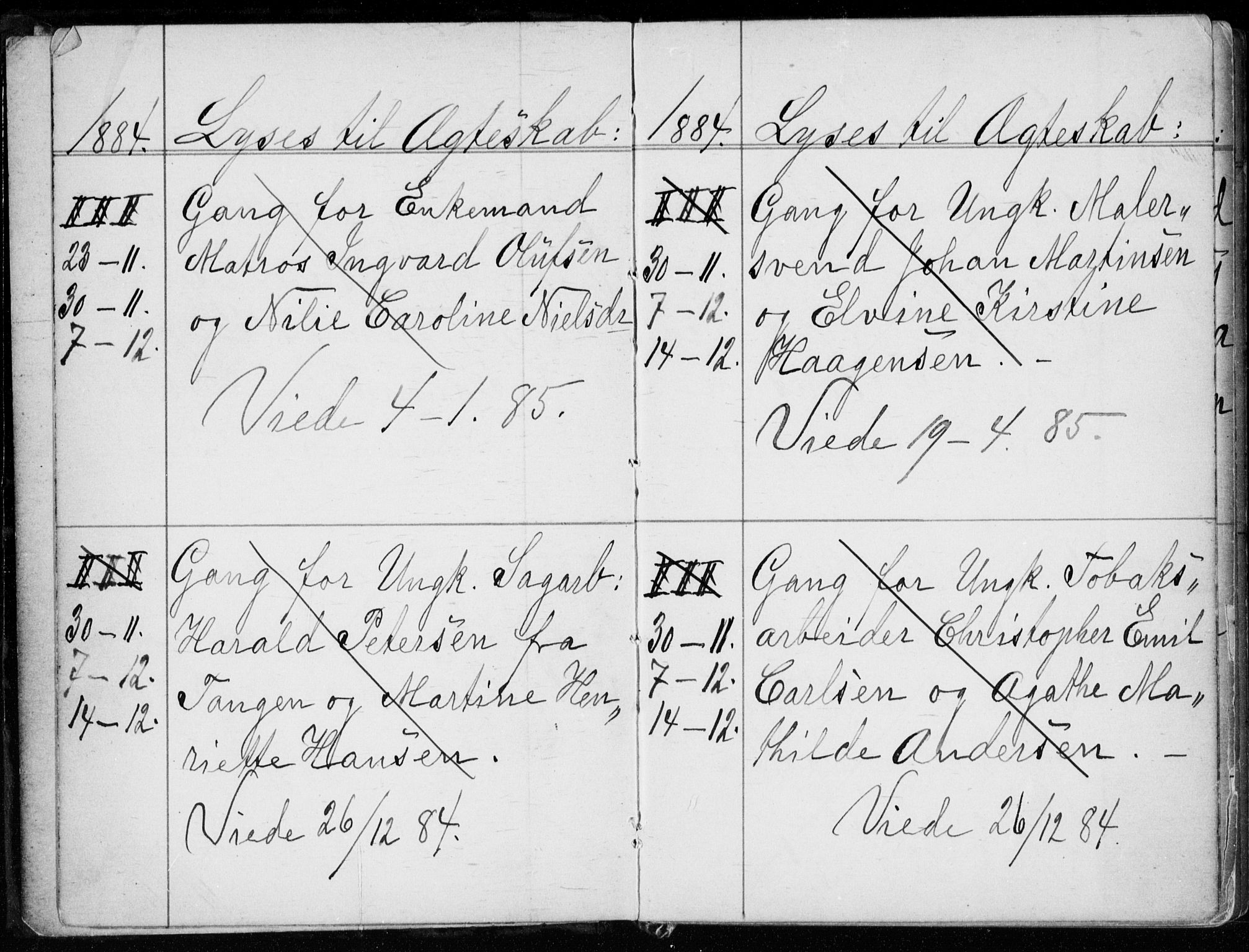 Strømsø kirkebøker, SAKO/A-246/H/Ha/L0007: Banns register no. 7, 1884-1896