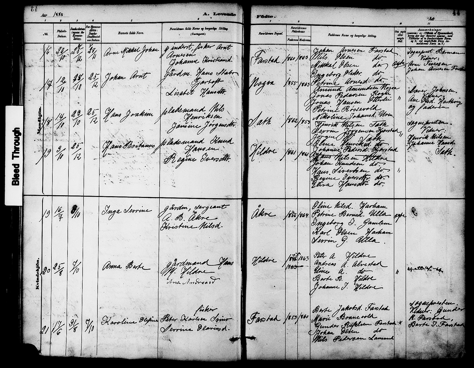 Ministerialprotokoller, klokkerbøker og fødselsregistre - Møre og Romsdal, AV/SAT-A-1454/536/L0501: Parish register (official) no. 536A10, 1884-1896, p. 44