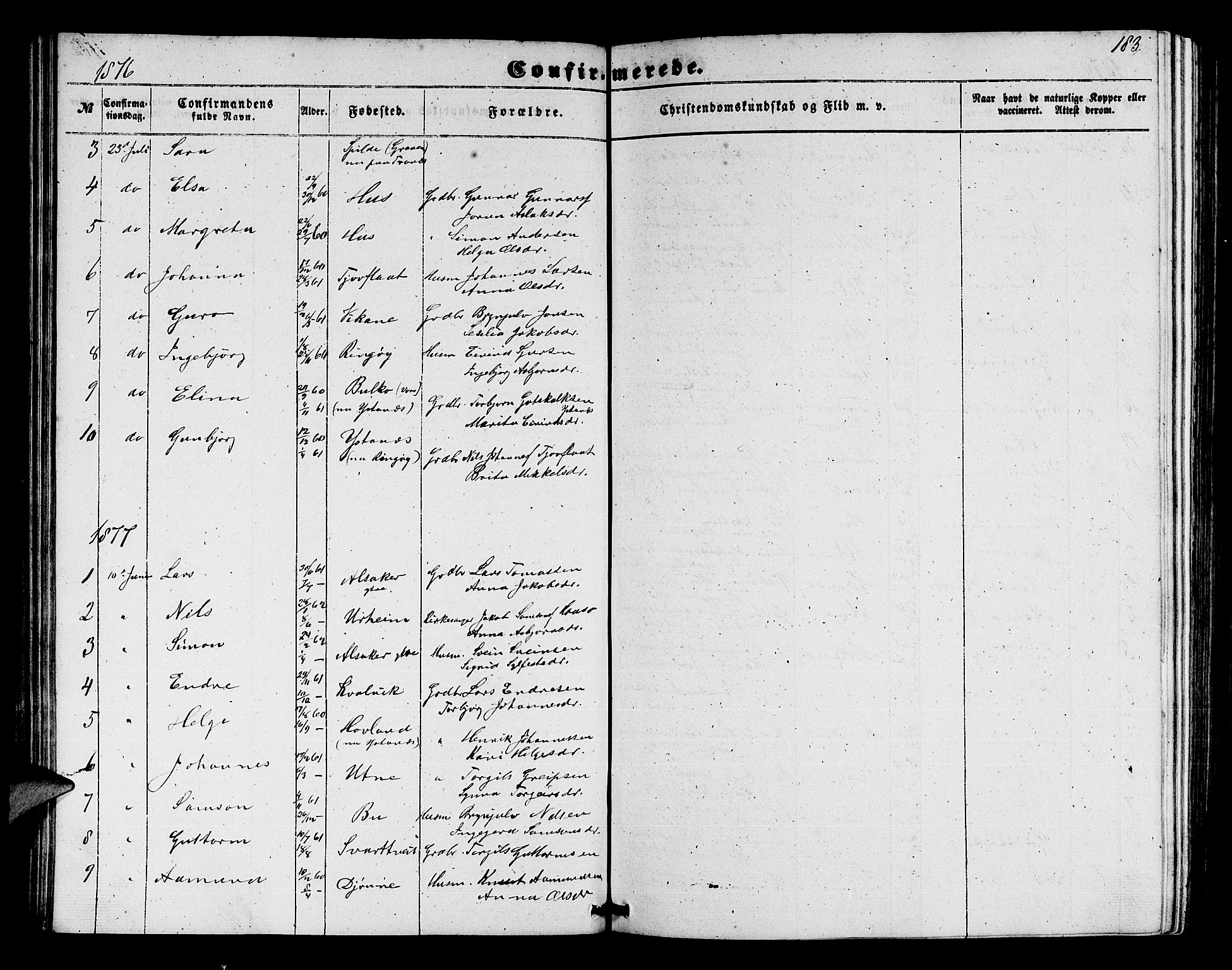 Ullensvang sokneprestembete, SAB/A-78701/H/Hab: Parish register (copy) no. E 6, 1857-1886, p. 183