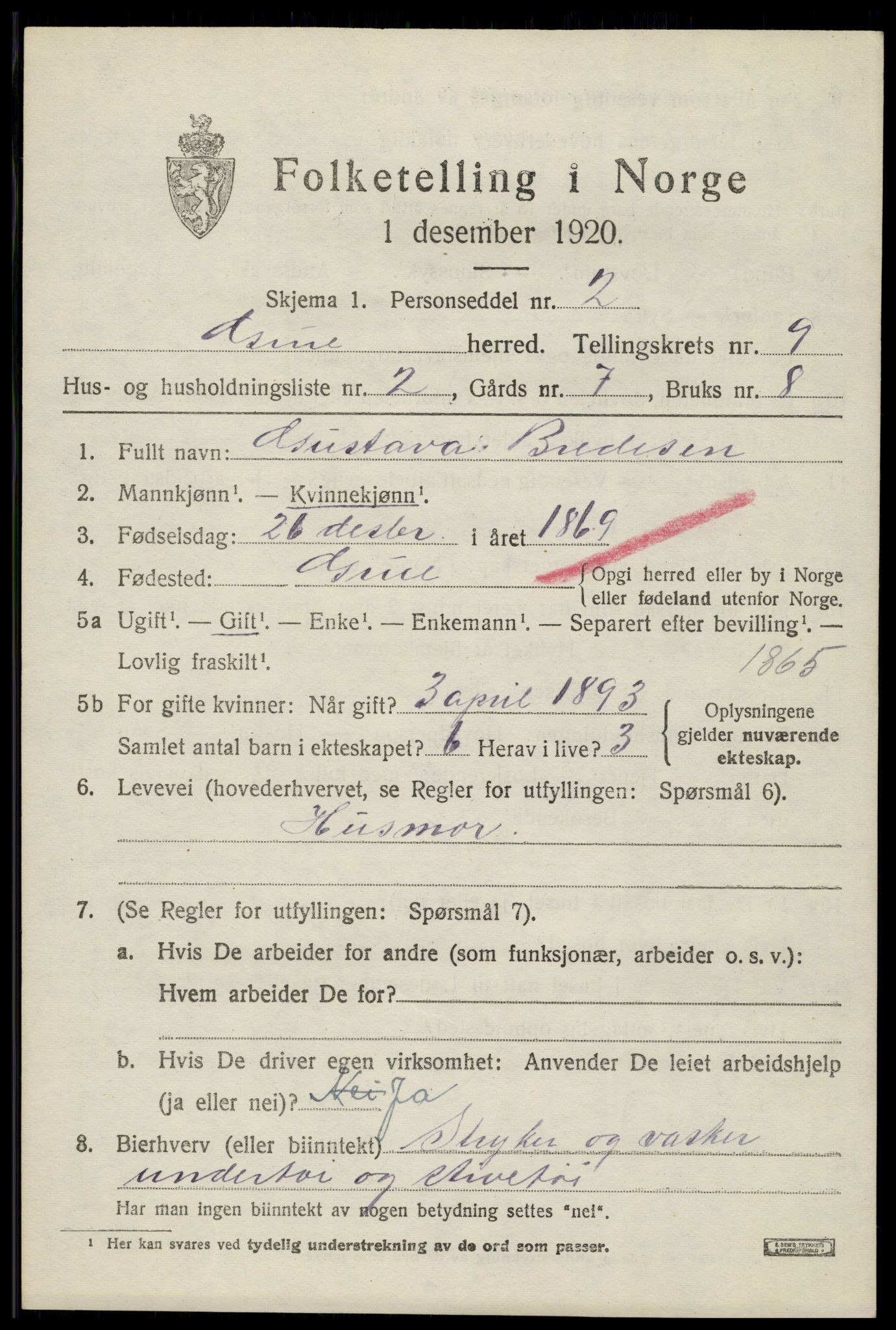 SAH, 1920 census for Grue, 1920, p. 8049