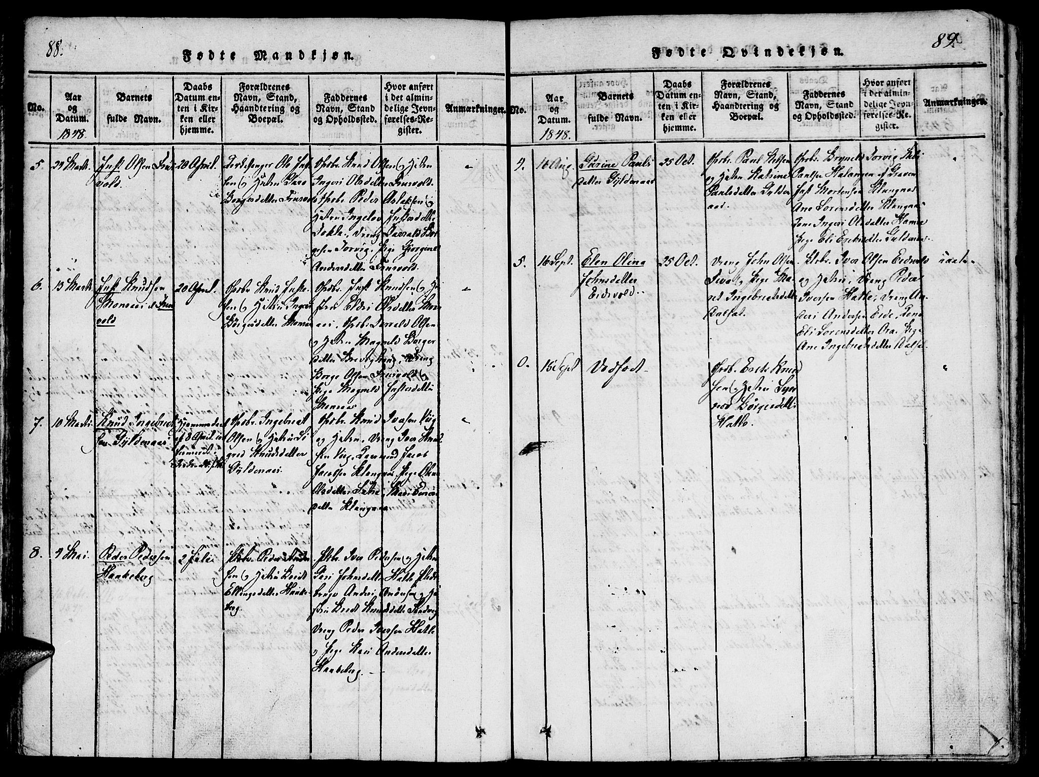 Ministerialprotokoller, klokkerbøker og fødselsregistre - Møre og Romsdal, AV/SAT-A-1454/542/L0551: Parish register (official) no. 542A01, 1818-1853, p. 88-89