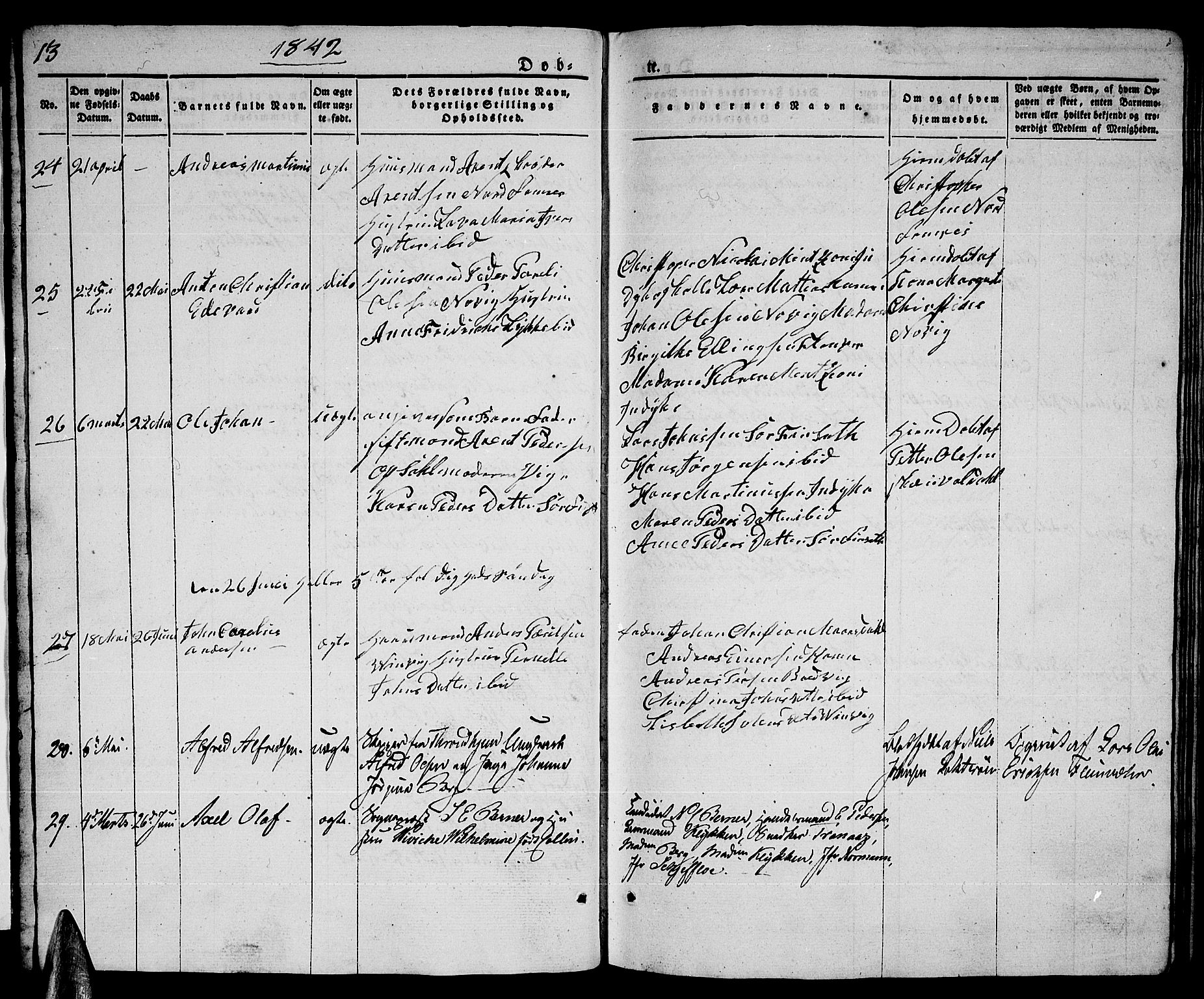 Ministerialprotokoller, klokkerbøker og fødselsregistre - Nordland, AV/SAT-A-1459/805/L0106: Parish register (copy) no. 805C02, 1841-1861, p. 13