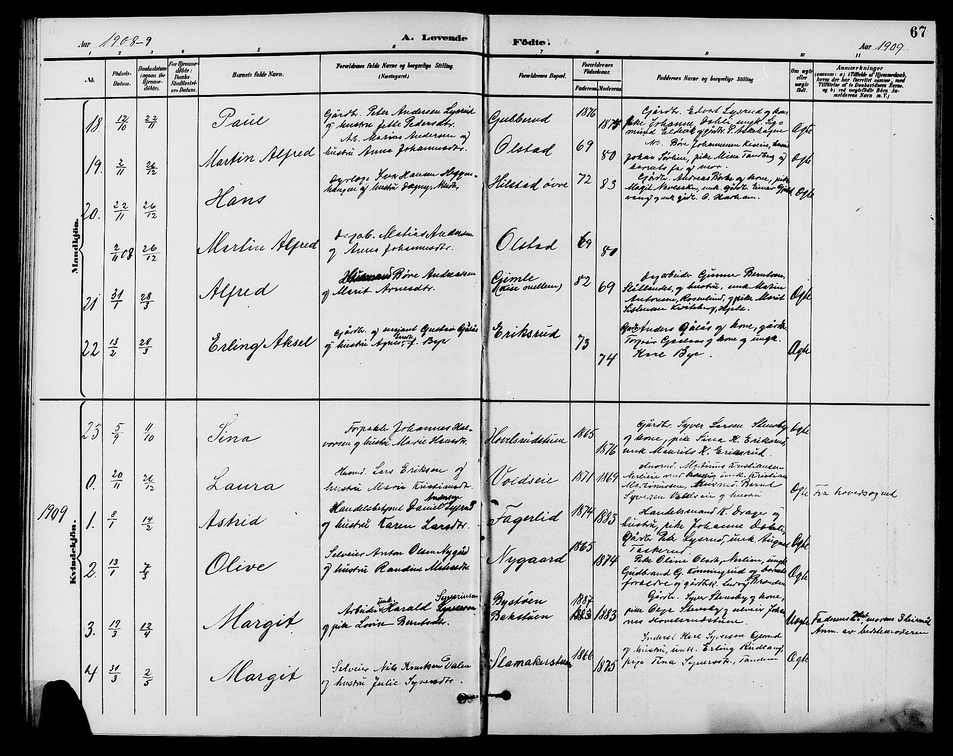 Nes prestekontor, Hedmark, AV/SAH-PREST-020/L/La/L0007: Parish register (copy) no. 7, 1892-1912, p. 67