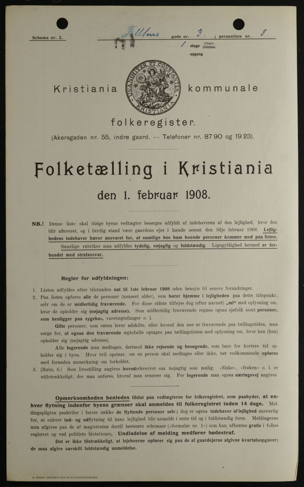 OBA, Municipal Census 1908 for Kristiania, 1908, p. 96695