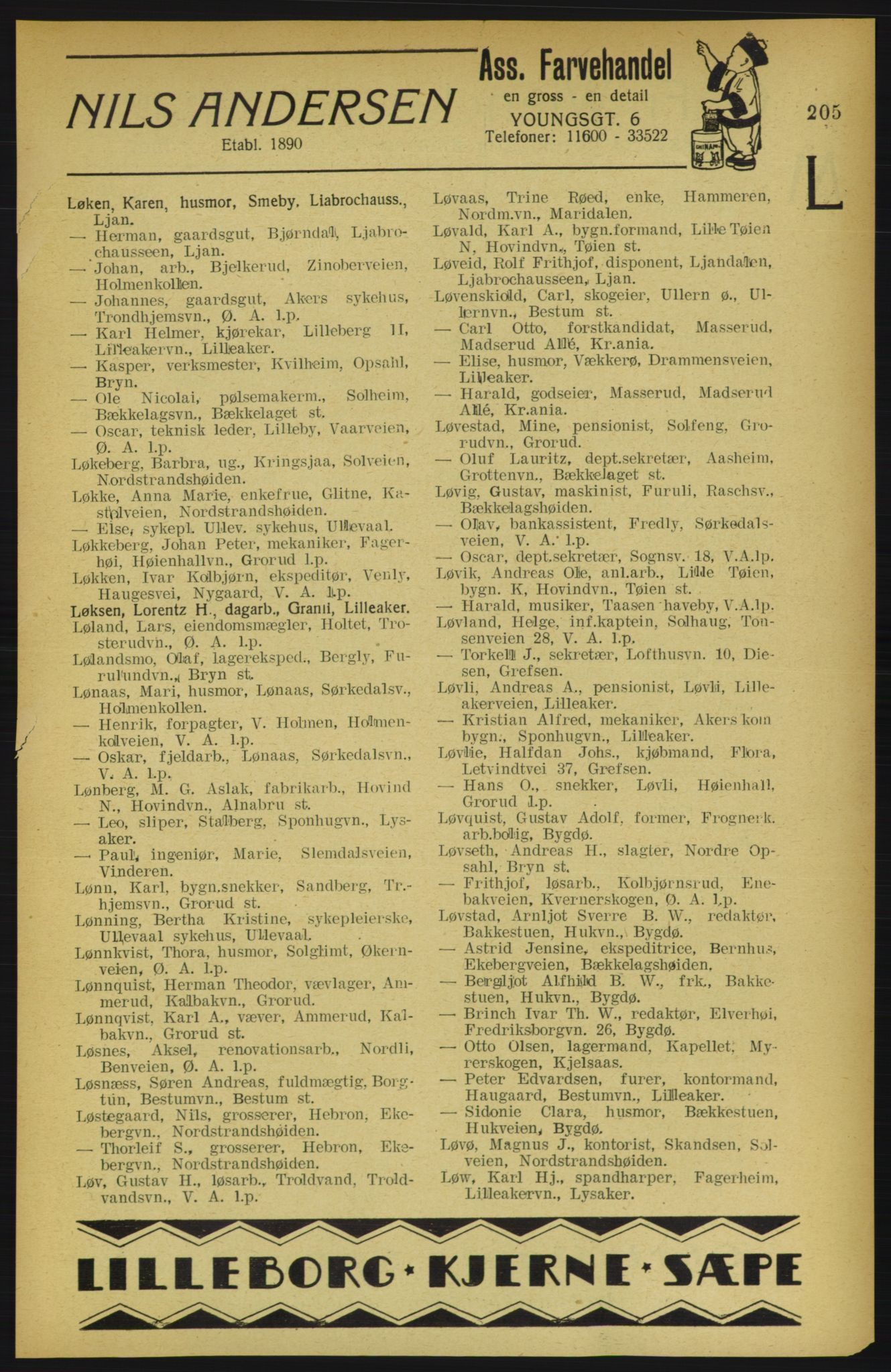 Aker adressebok/adressekalender, PUBL/001/A/002: Akers adressekalender, 1922, p. 205