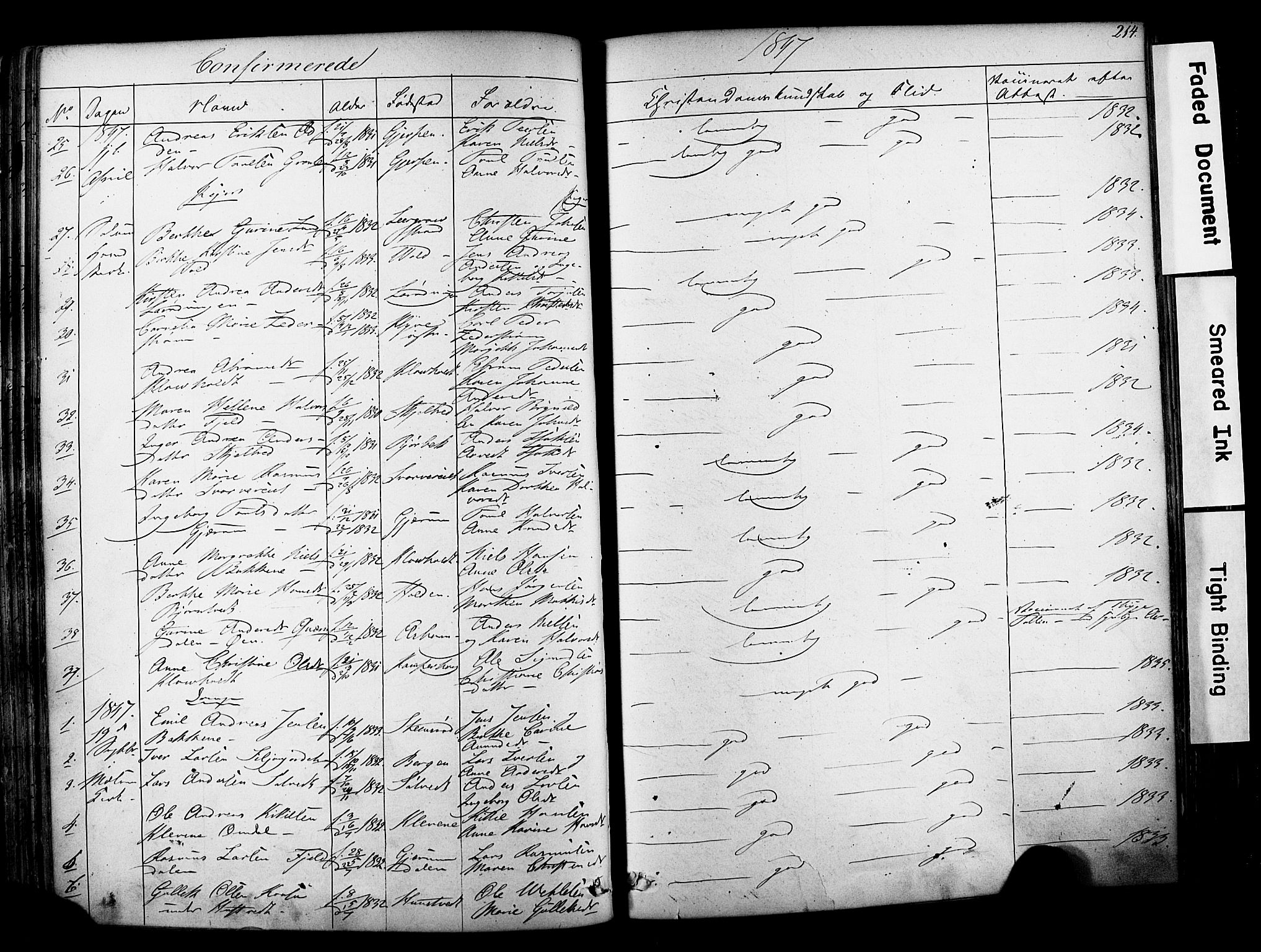 Solum kirkebøker, SAKO/A-306/F/Fa/L0006: Parish register (official) no. I 6, 1844-1855, p. 214