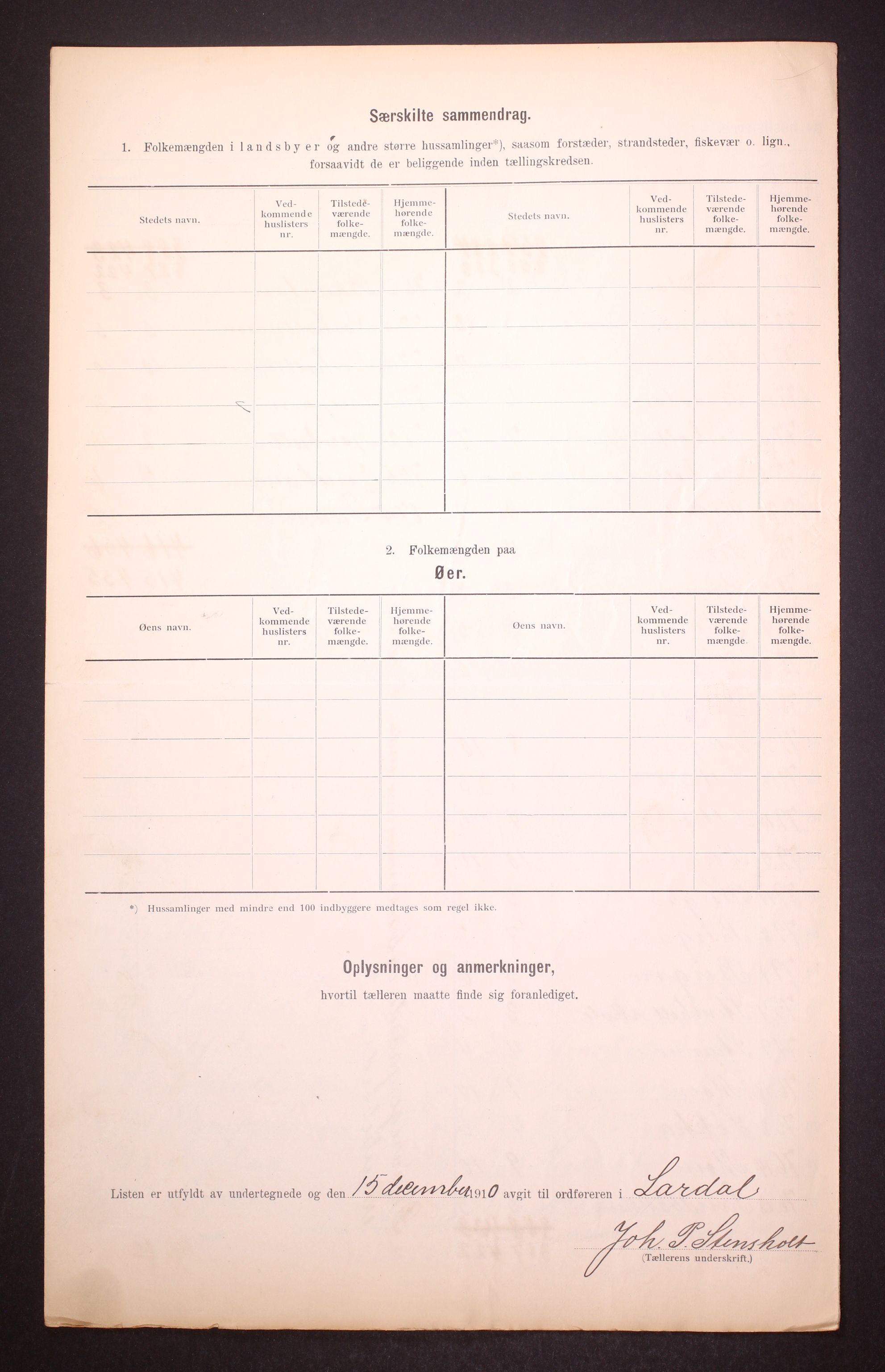 RA, 1910 census for Lardal, 1910, p. 6