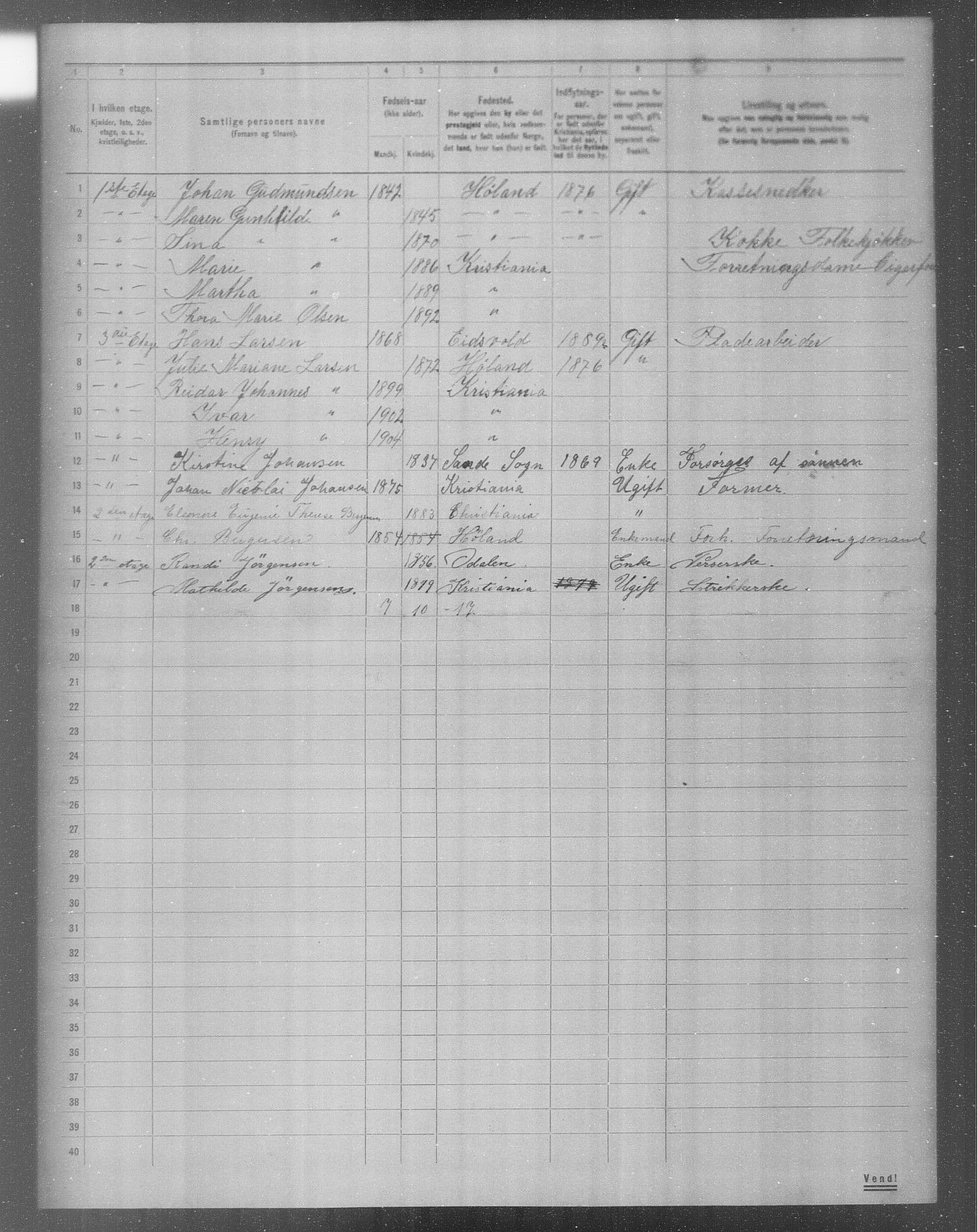 OBA, Municipal Census 1904 for Kristiania, 1904, p. 14078