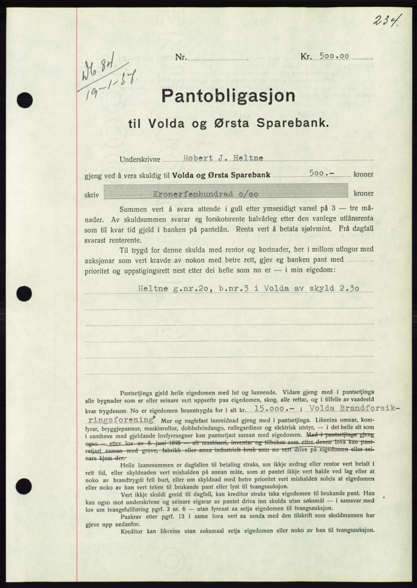 Søre Sunnmøre sorenskriveri, AV/SAT-A-4122/1/2/2C/L0062: Mortgage book no. 56, 1936-1937, Diary no: : 84/1937