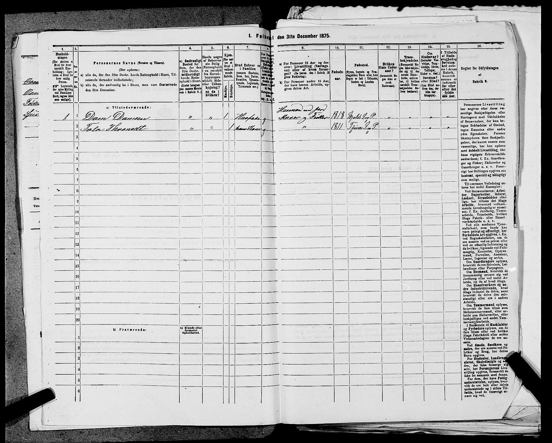 SAST, 1875 census for 1146P Tysvær, 1875, p. 525