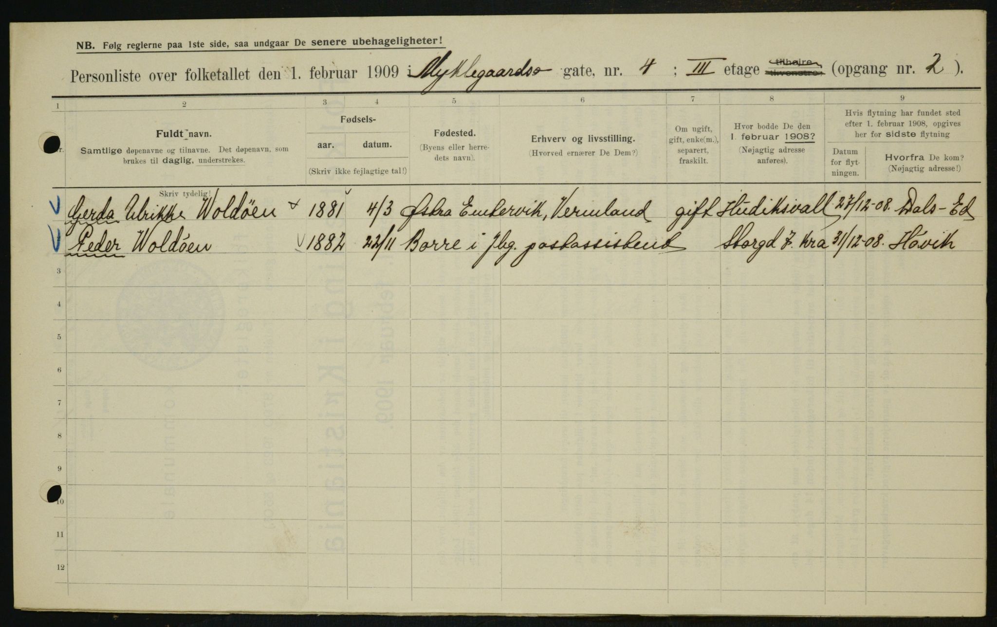 OBA, Municipal Census 1909 for Kristiania, 1909, p. 61817