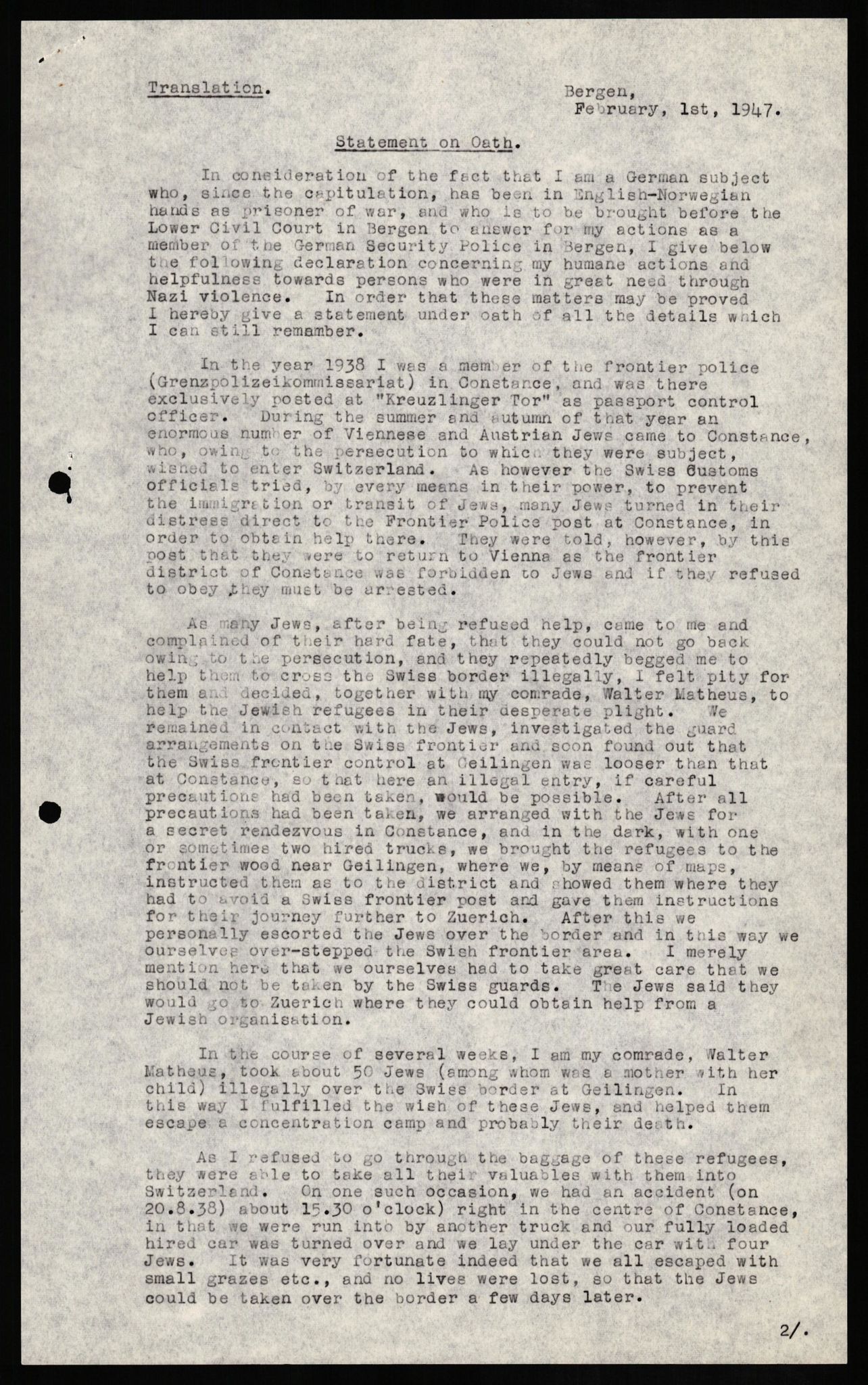 Forsvaret, Forsvarets overkommando II, RA/RAFA-3915/D/Db/L0017: CI Questionaires. Tyske okkupasjonsstyrker i Norge. Tyskere., 1945-1946, p. 112