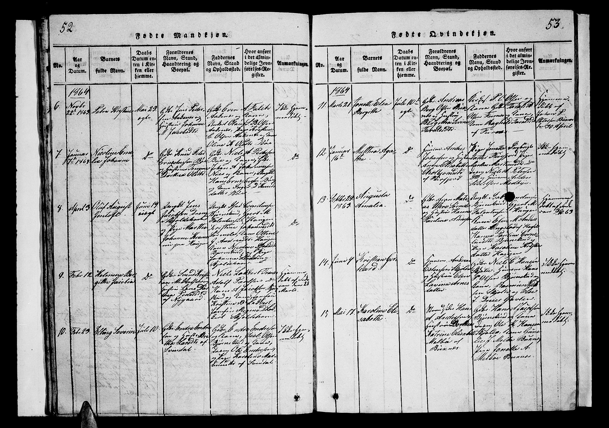 Ministerialprotokoller, klokkerbøker og fødselsregistre - Nordland, SAT/A-1459/899/L1446: Parish register (copy) no. 899C01, 1820-1868, p. 52-53