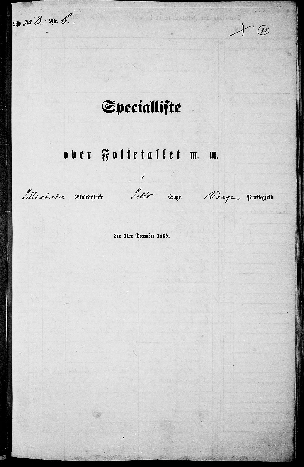 RA, 1865 census for Vågå, 1865, p. 240