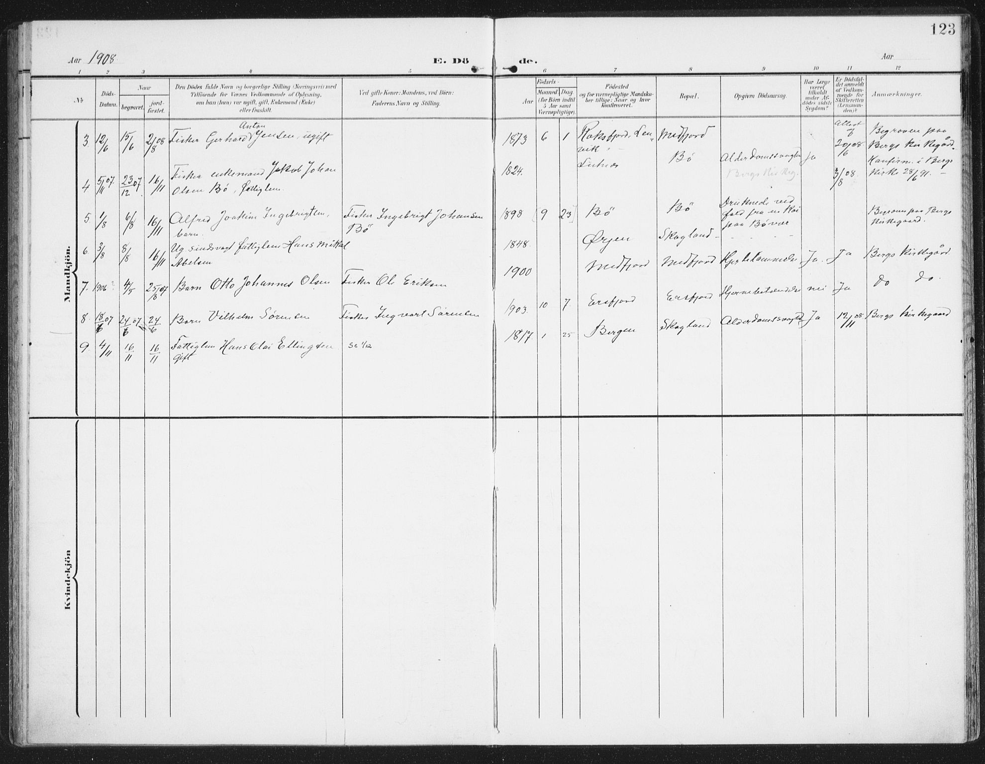 Berg sokneprestkontor, SATØ/S-1318/G/Ga/Gaa/L0007kirke: Parish register (official) no. 7, 1906-1915, p. 123
