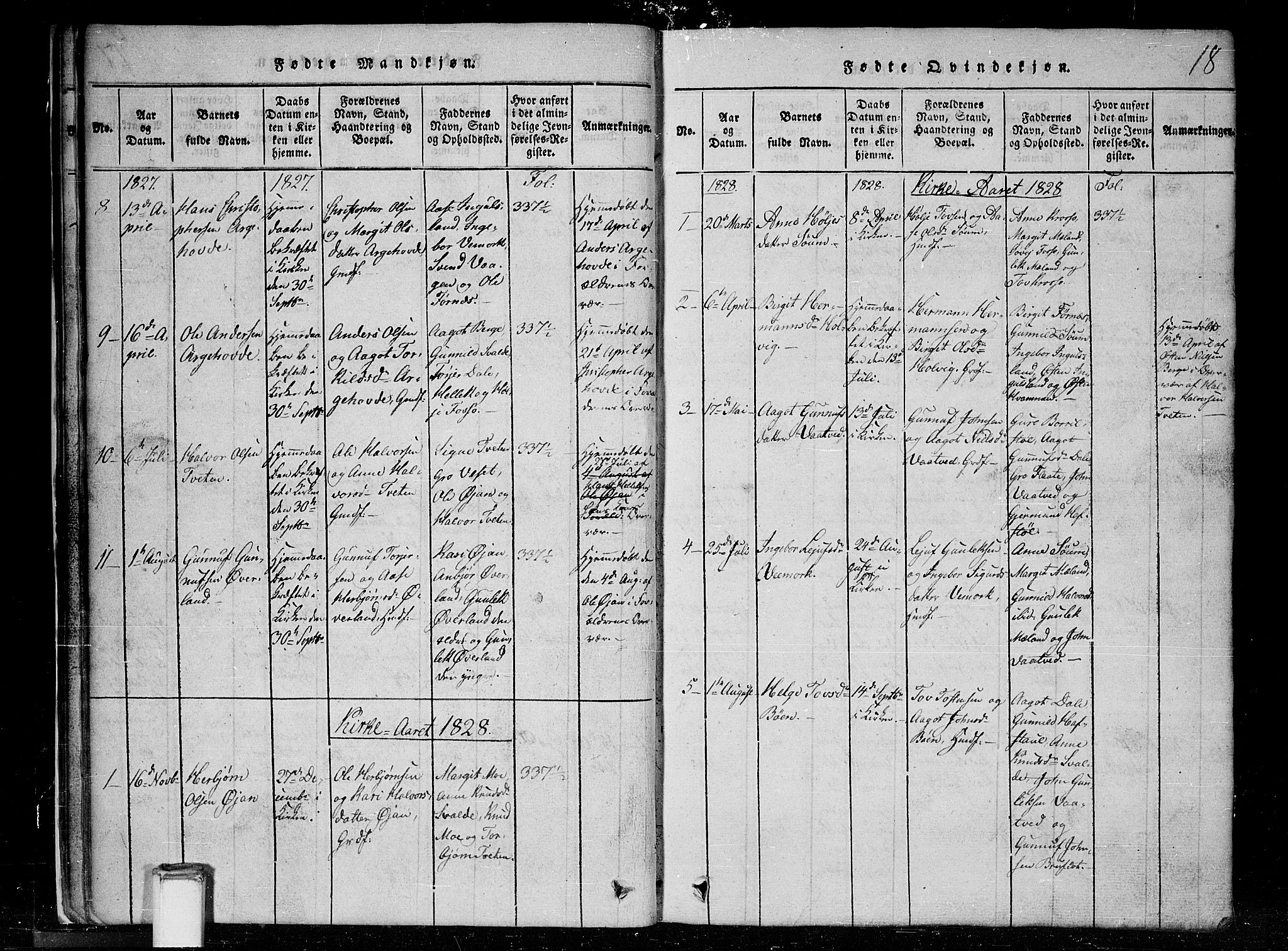 Tinn kirkebøker, SAKO/A-308/G/Gc/L0001: Parish register (copy) no. III 1, 1815-1879, p. 18