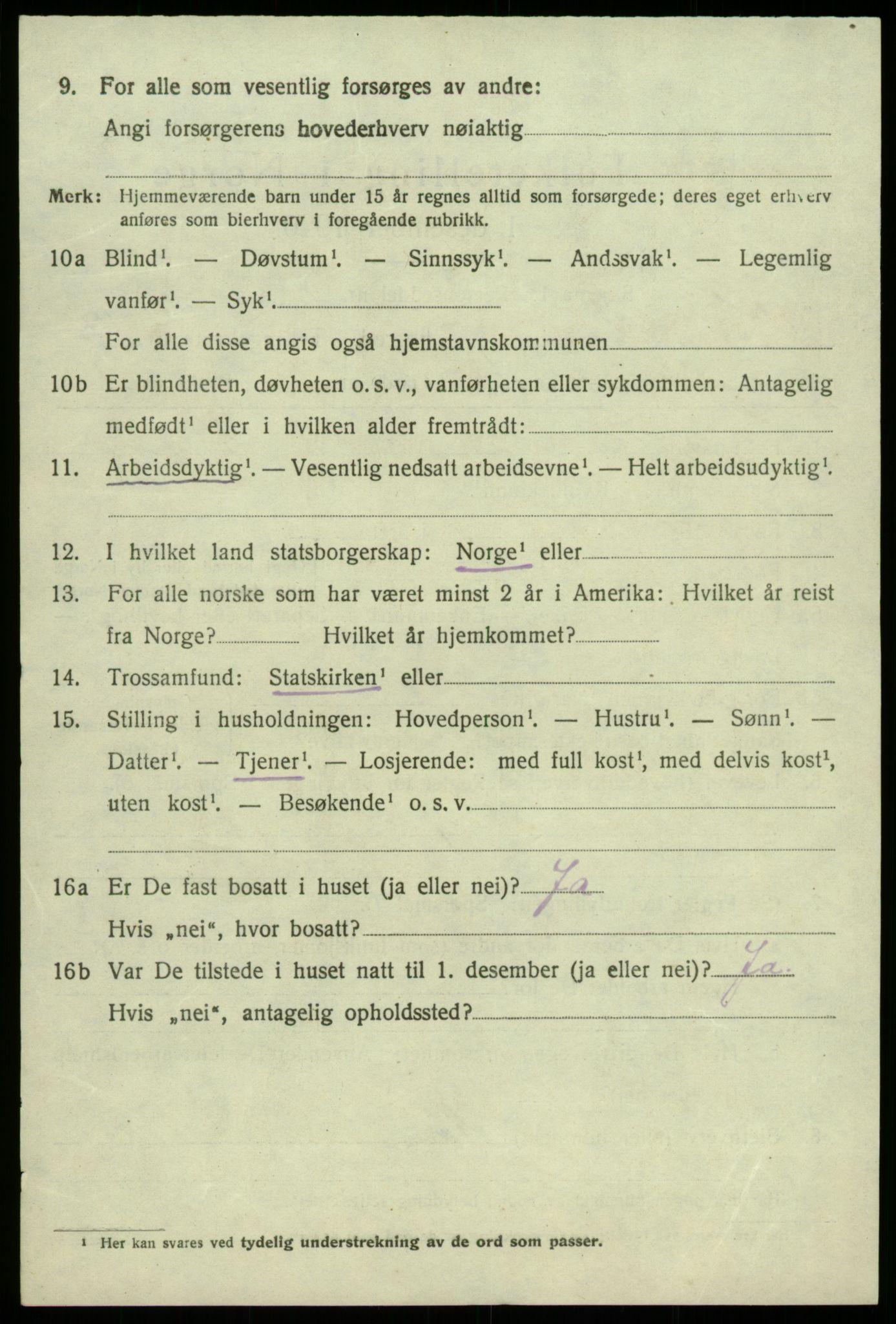 SAB, 1920 census for Kvam, 1920, p. 9862