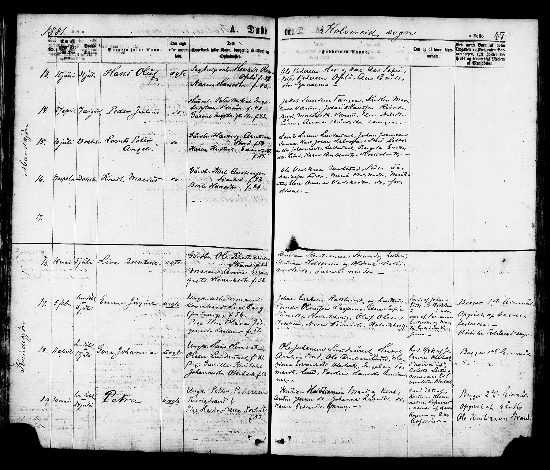 Ministerialprotokoller, klokkerbøker og fødselsregistre - Nord-Trøndelag, AV/SAT-A-1458/780/L0642: Parish register (official) no. 780A07 /1, 1874-1885, p. 47