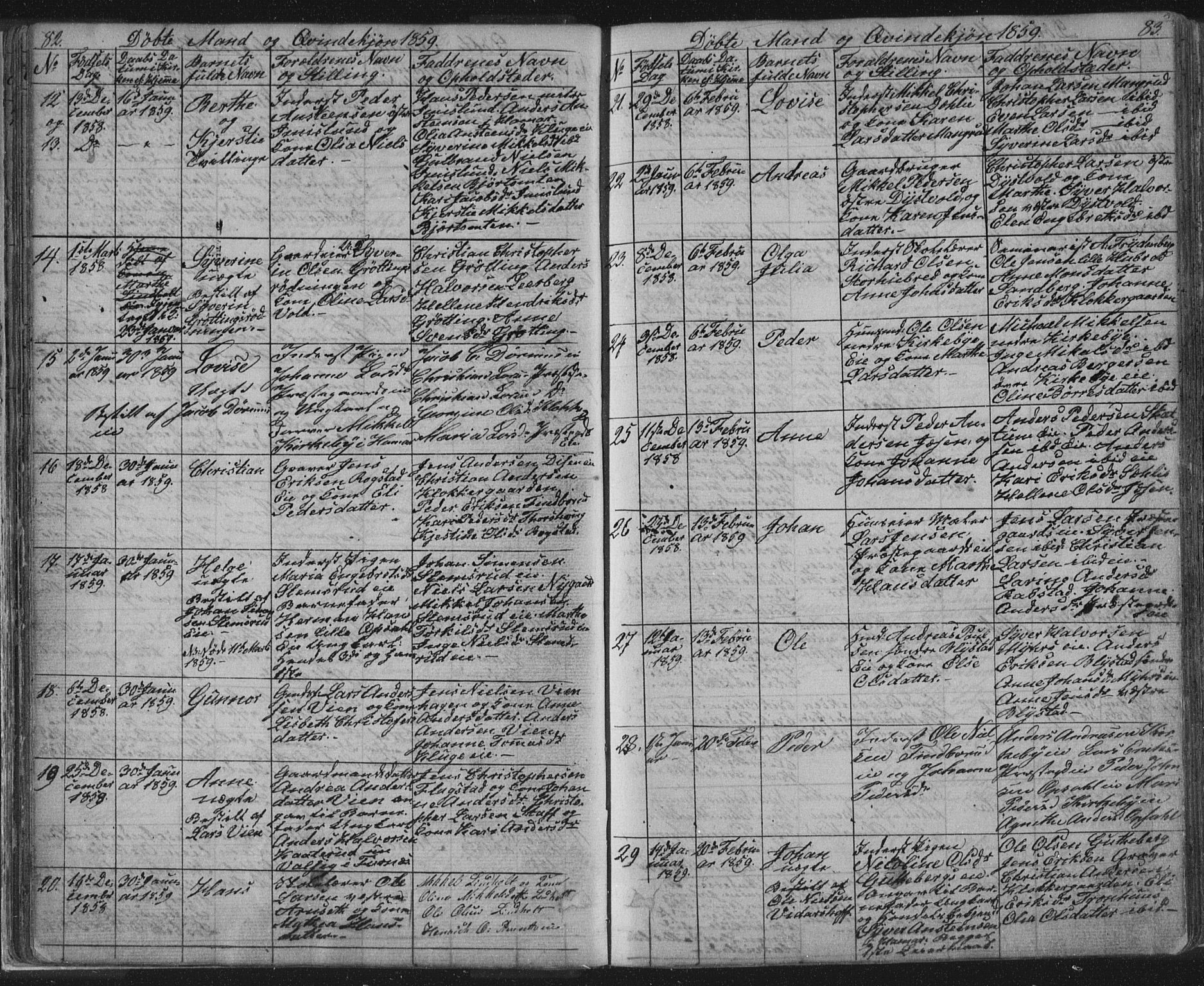 Vang prestekontor, Hedmark, SAH/PREST-008/H/Ha/Hab/L0010A: Parish register (copy) no. 10a, 1854-1896, p. 82-83