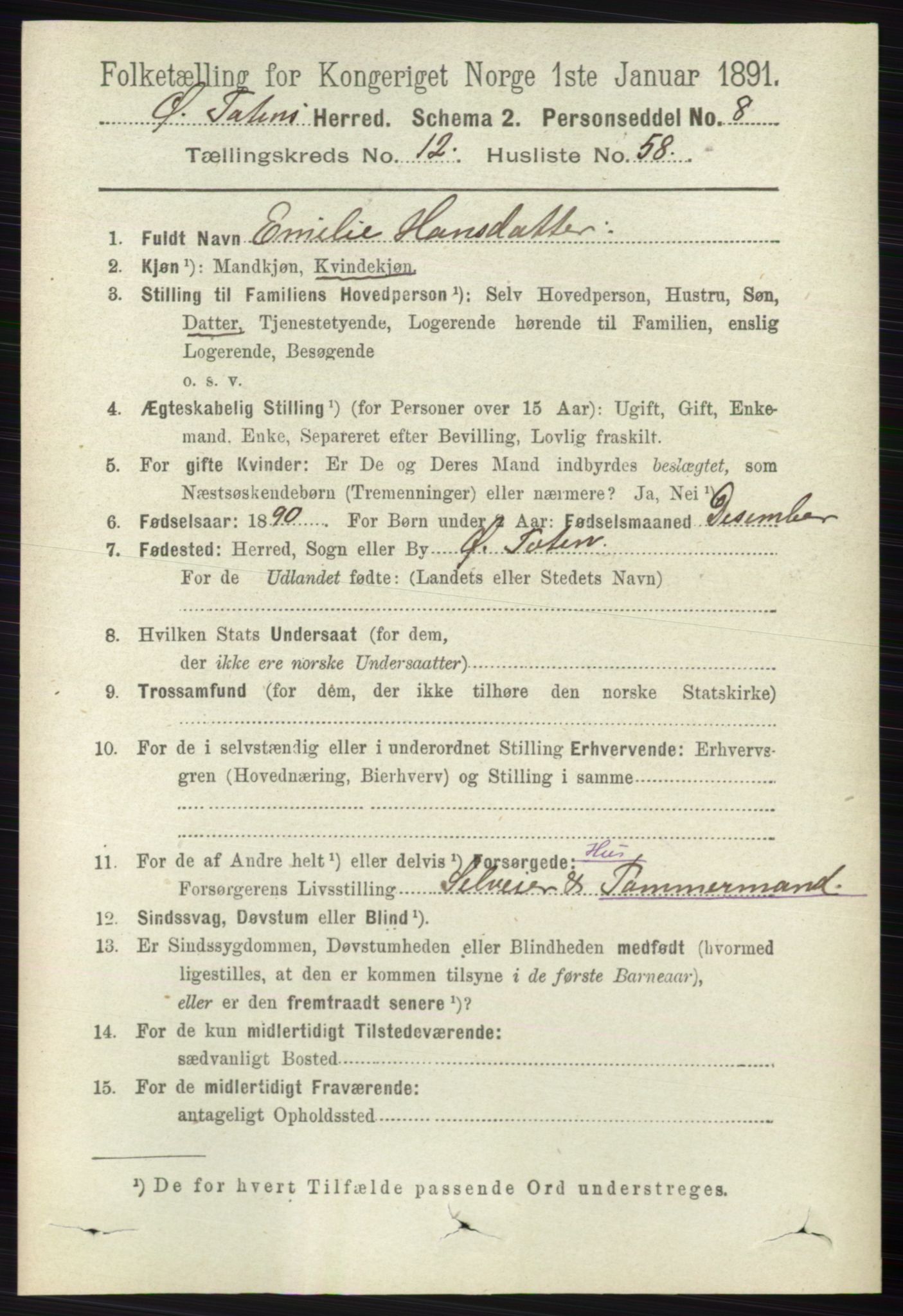 RA, 1891 census for 0528 Østre Toten, 1891, p. 8085