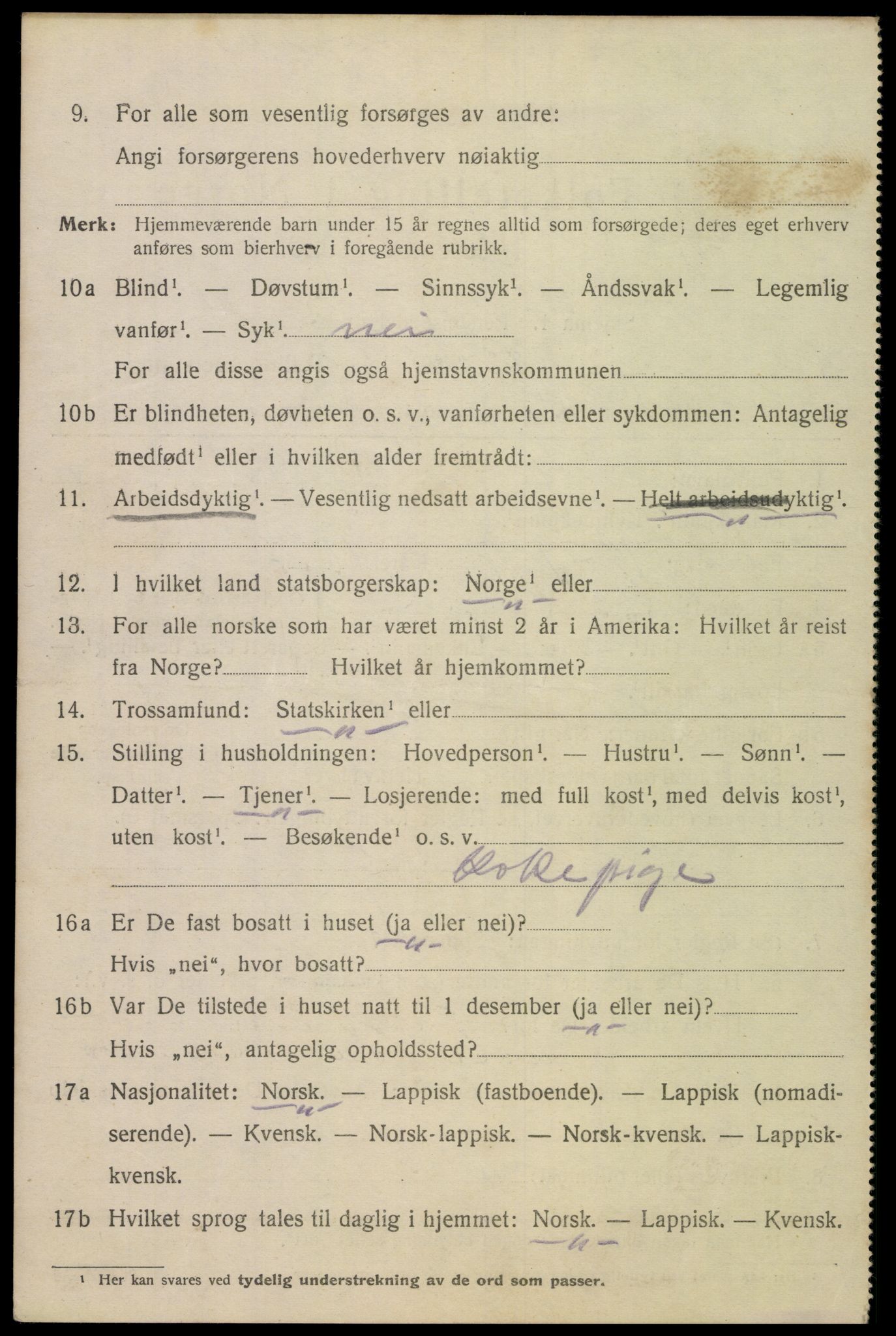 SAT, 1920 census for Bodø, 1920, p. 9298