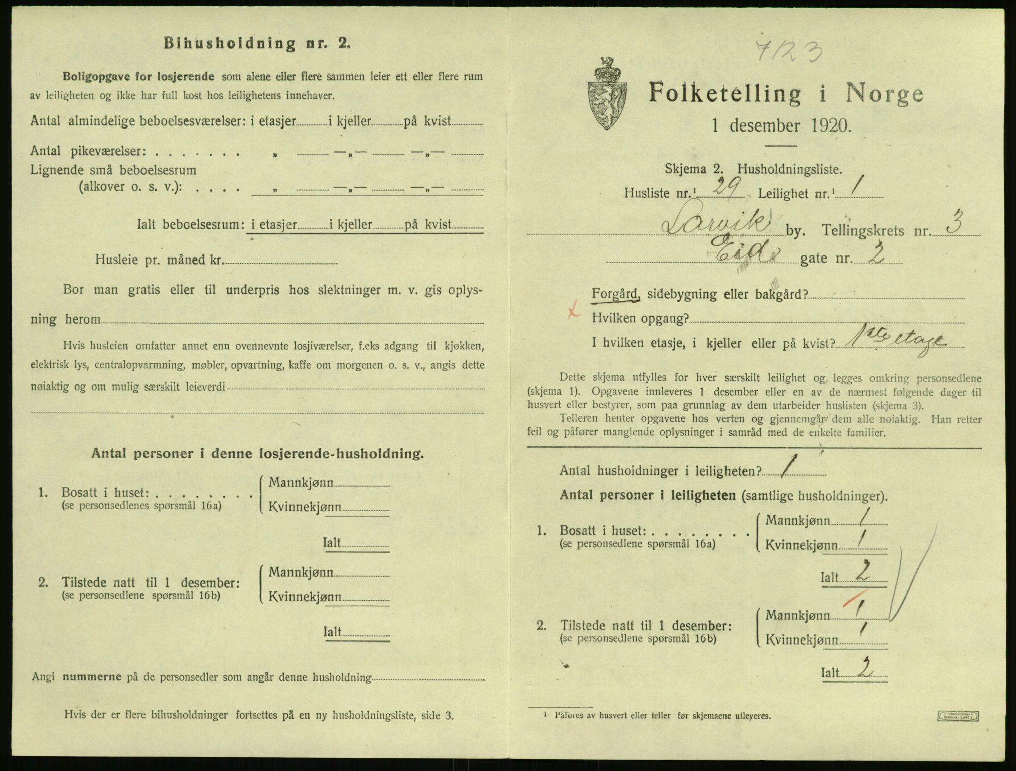 SAKO, 1920 census for Larvik, 1920, p. 3986