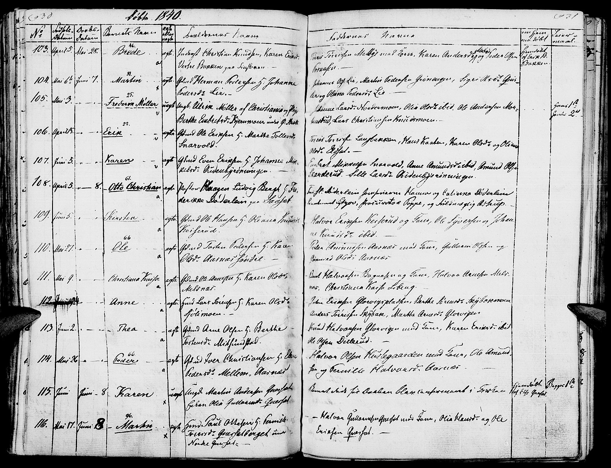 Hof prestekontor, SAH/PREST-038/H/Ha/Haa/L0006: Parish register (official) no. 6, 1822-1841, p. 930-931
