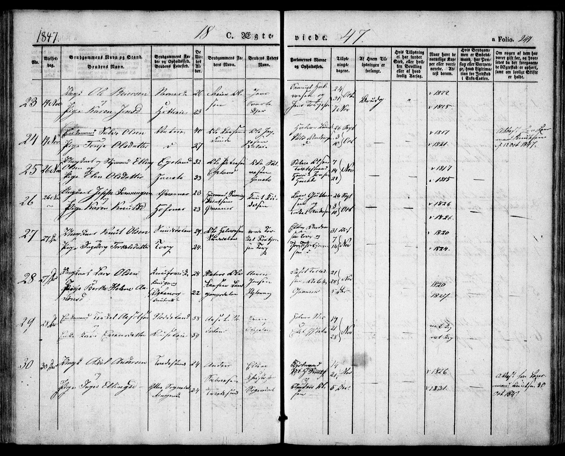 Holt sokneprestkontor, AV/SAK-1111-0021/F/Fa/L0007: Parish register (official) no. A 7, 1836-1848, p. 247