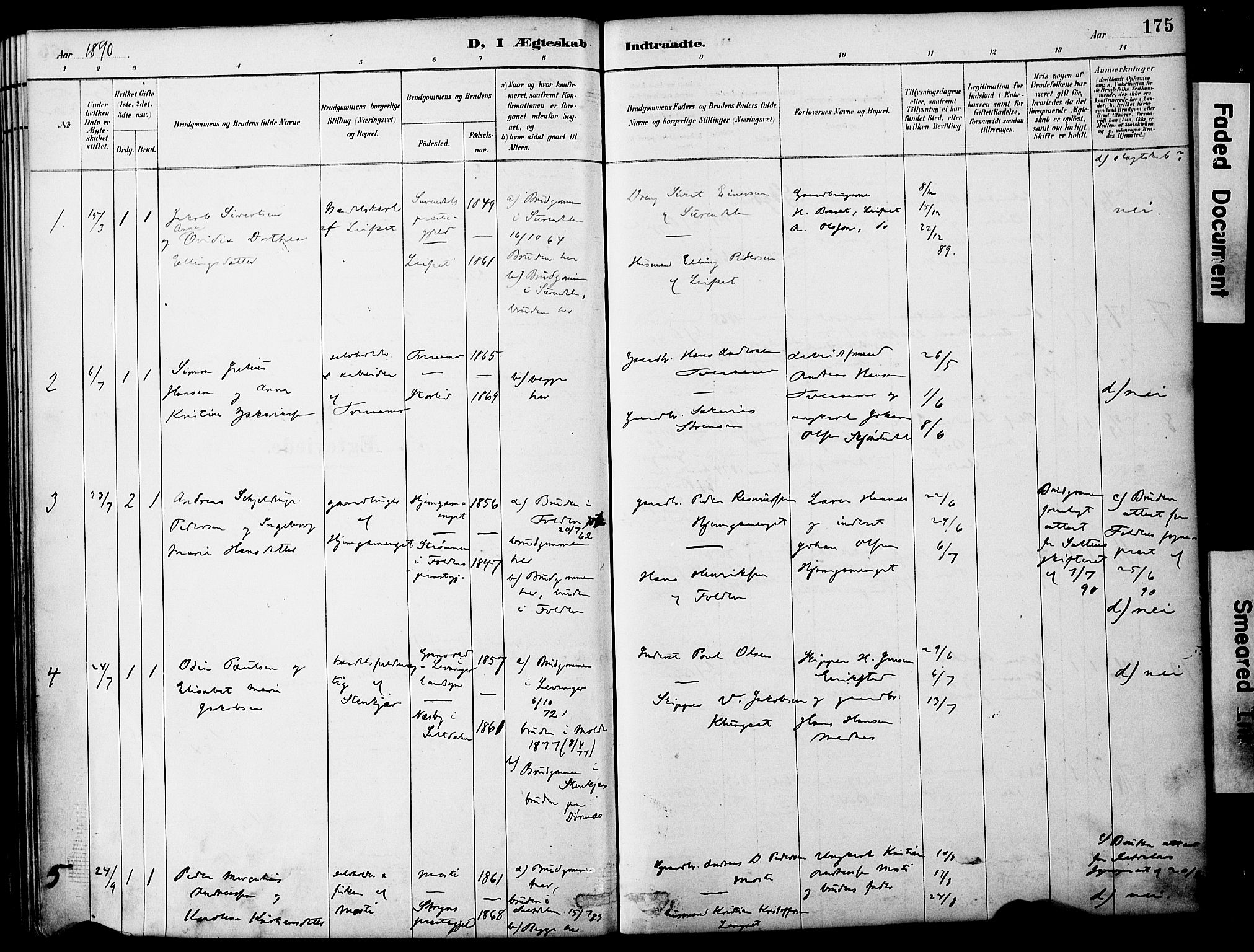 Ministerialprotokoller, klokkerbøker og fødselsregistre - Nordland, SAT/A-1459/849/L0690: Parish register (official) no. 849A02, 1890-1897, p. 175