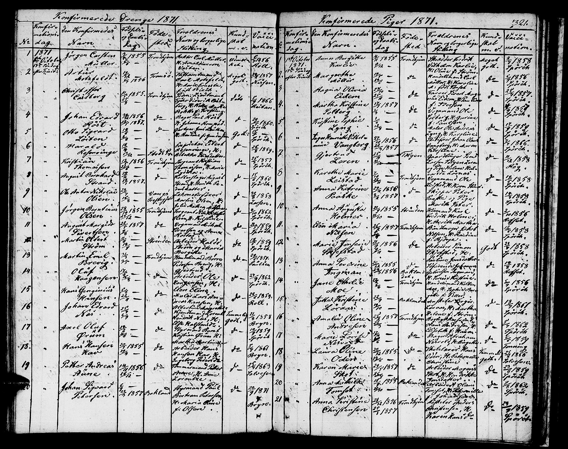 Ministerialprotokoller, klokkerbøker og fødselsregistre - Sør-Trøndelag, SAT/A-1456/601/L0070: Curate's parish register no. 601B03, 1821-1881, p. 321