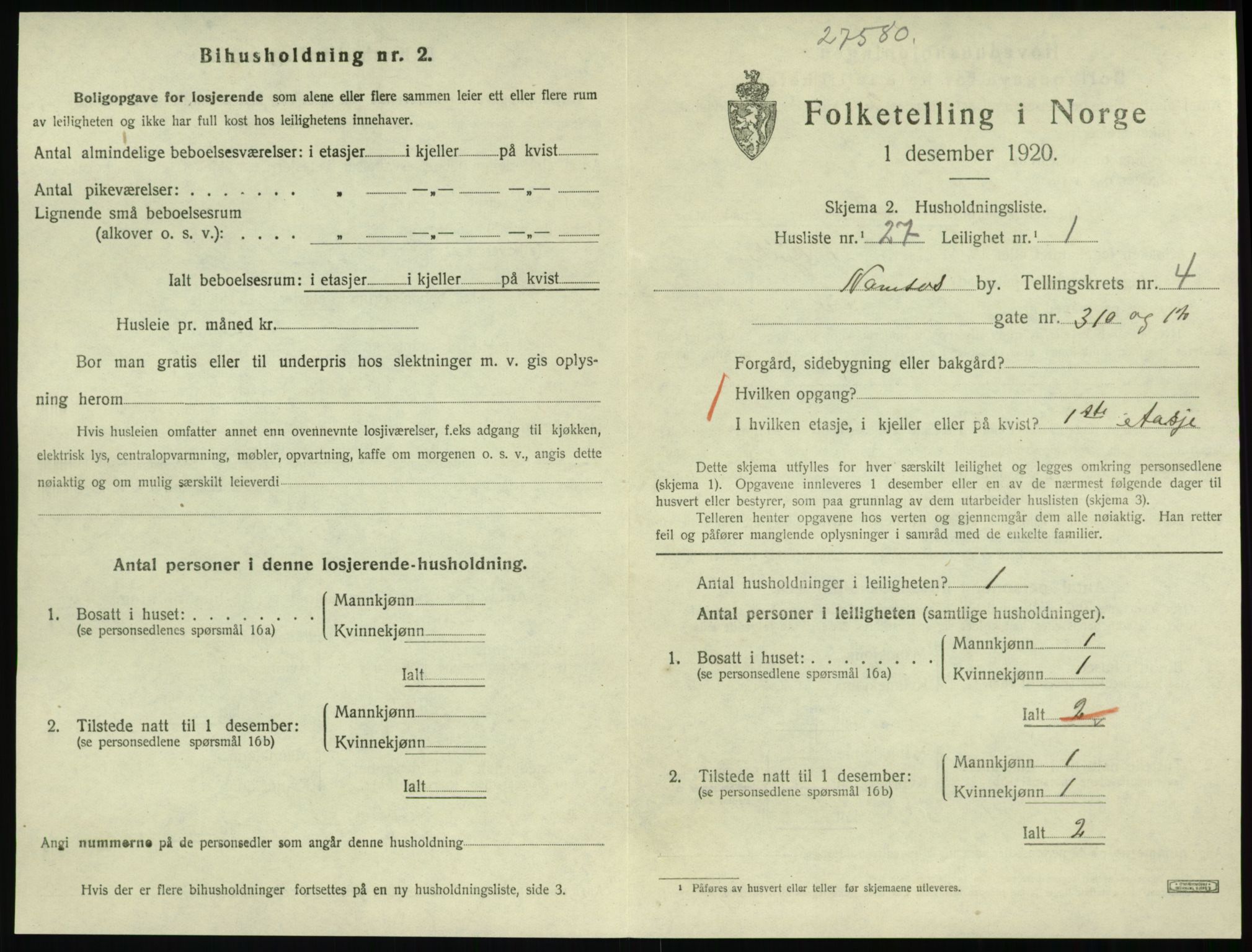 SAT, 1920 census for Namsos, 1920, p. 1499