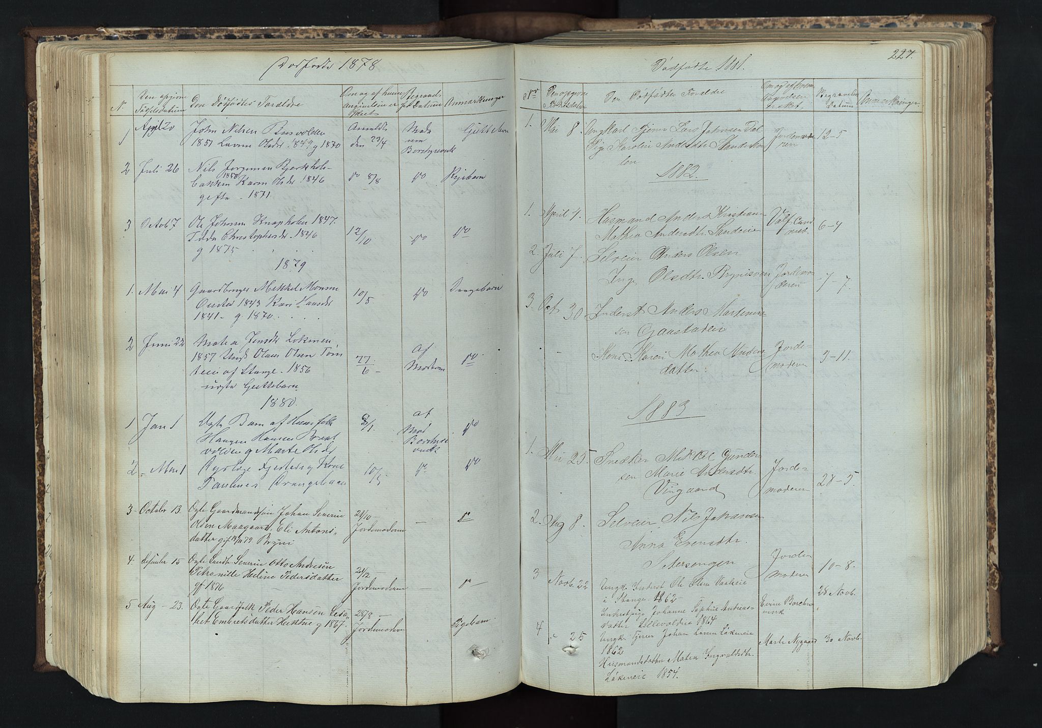 Romedal prestekontor, SAH/PREST-004/L/L0011: Parish register (copy) no. 11, 1867-1895, p. 227