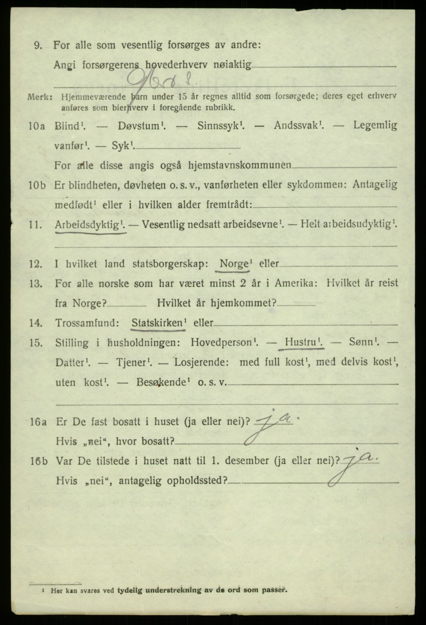 SAB, 1920 census for Fjell, 1920, p. 7121