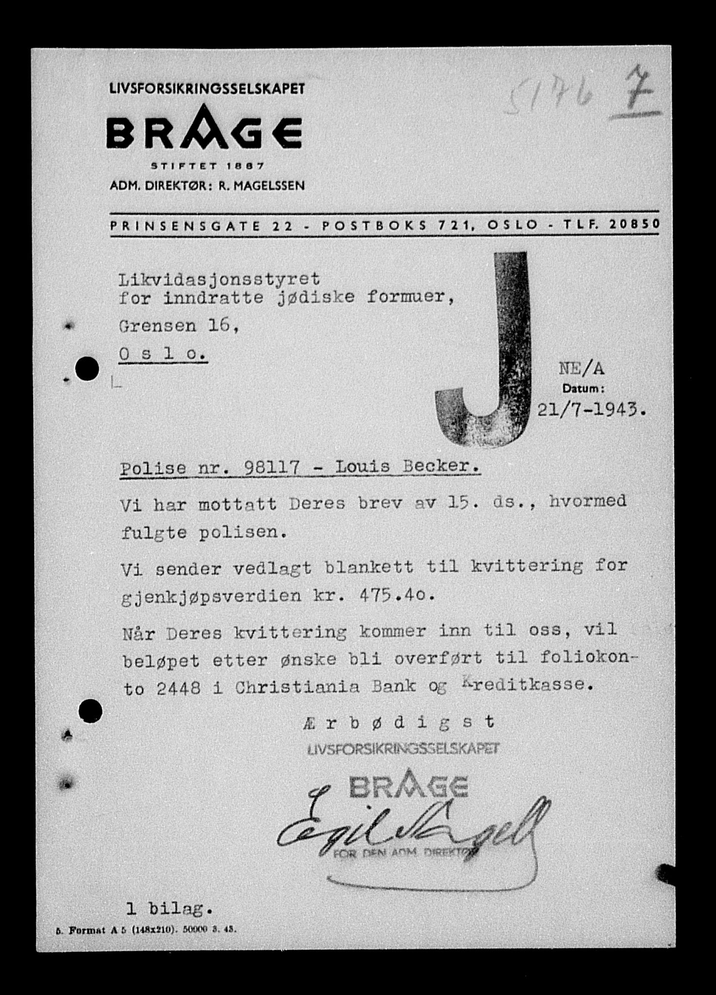 Justisdepartementet, Tilbakeføringskontoret for inndratte formuer, AV/RA-S-1564/H/Hc/Hcd/L0990: --, 1945-1947, p. 516