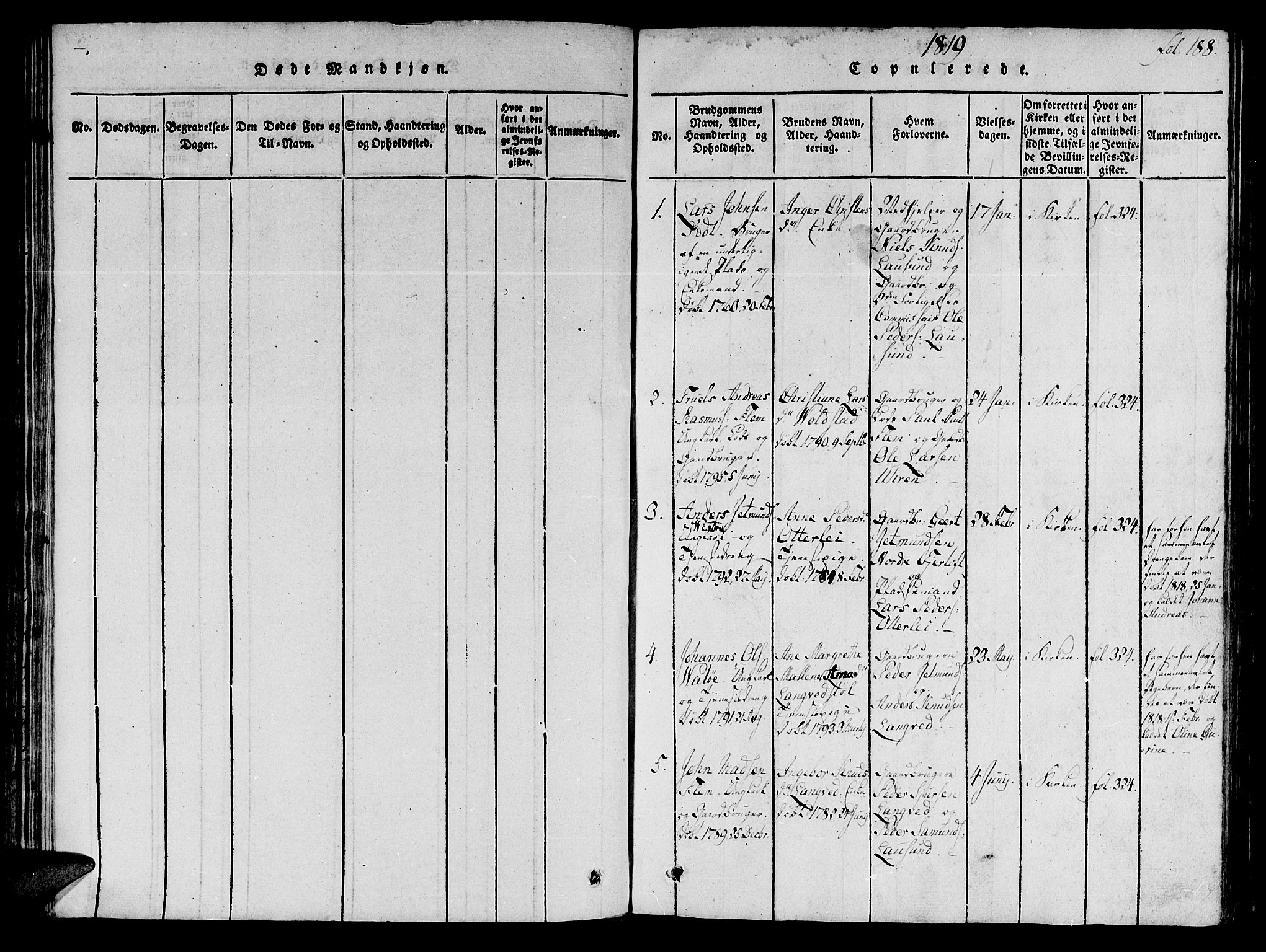 Ministerialprotokoller, klokkerbøker og fødselsregistre - Møre og Romsdal, SAT/A-1454/536/L0495: Parish register (official) no. 536A04, 1818-1847, p. 188