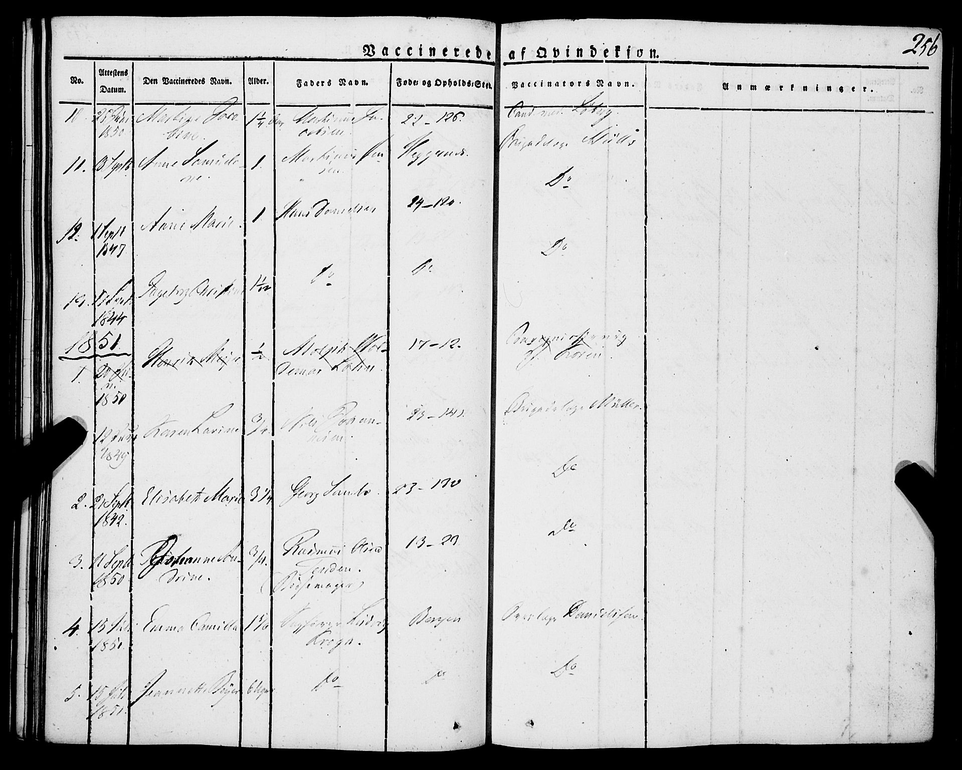 Korskirken sokneprestembete, SAB/A-76101/H/Haa/L0050: Parish register (official) no. F 1, 1821-1869, p. 256