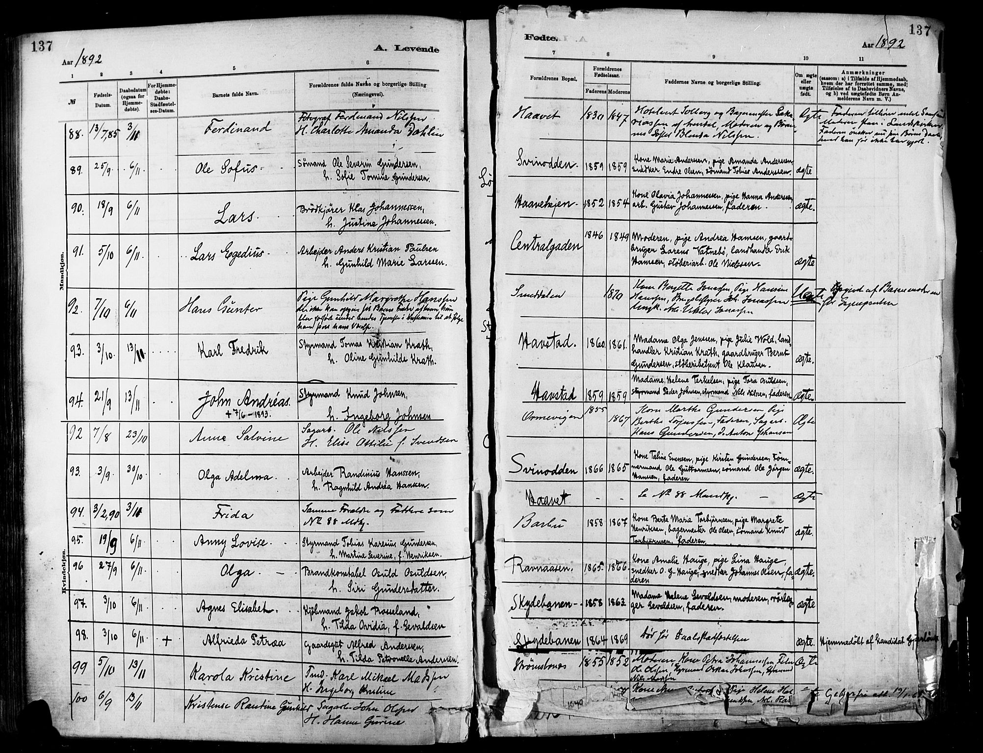 Barbu sokneprestkontor, SAK/1111-0003/F/Fa/L0002: Parish register (official) no. A 2, 1883-1898, p. 137